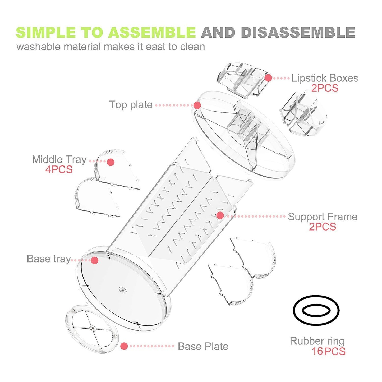 Boxalls Rotating Make-Up Organizer, Large Capacity 360 Degree Cosmetic Make-Up Storage, Adjustable 8 Layers Storage Box Makeup Organizer – Large Size