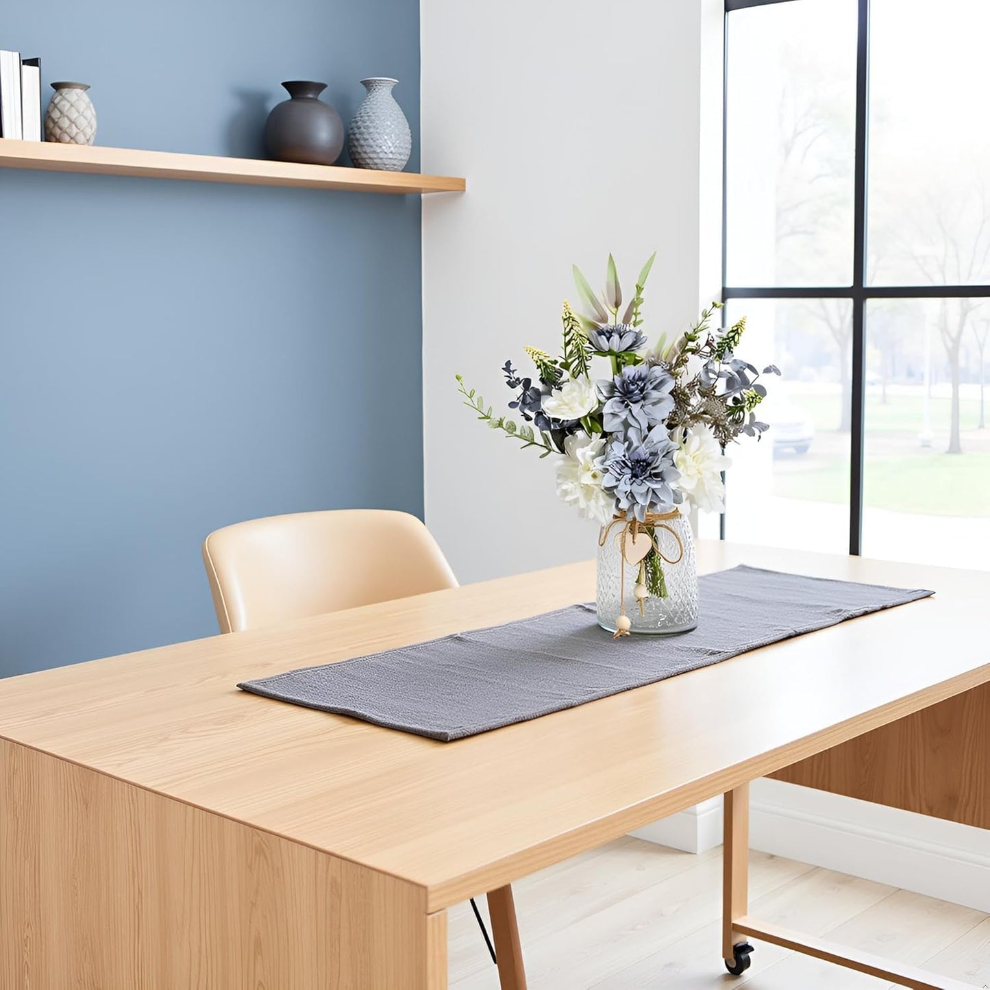 Artificial Flowers With Vase Faux Hydrangea Flower Arrangements for Home Garden Party Wedding Decoration