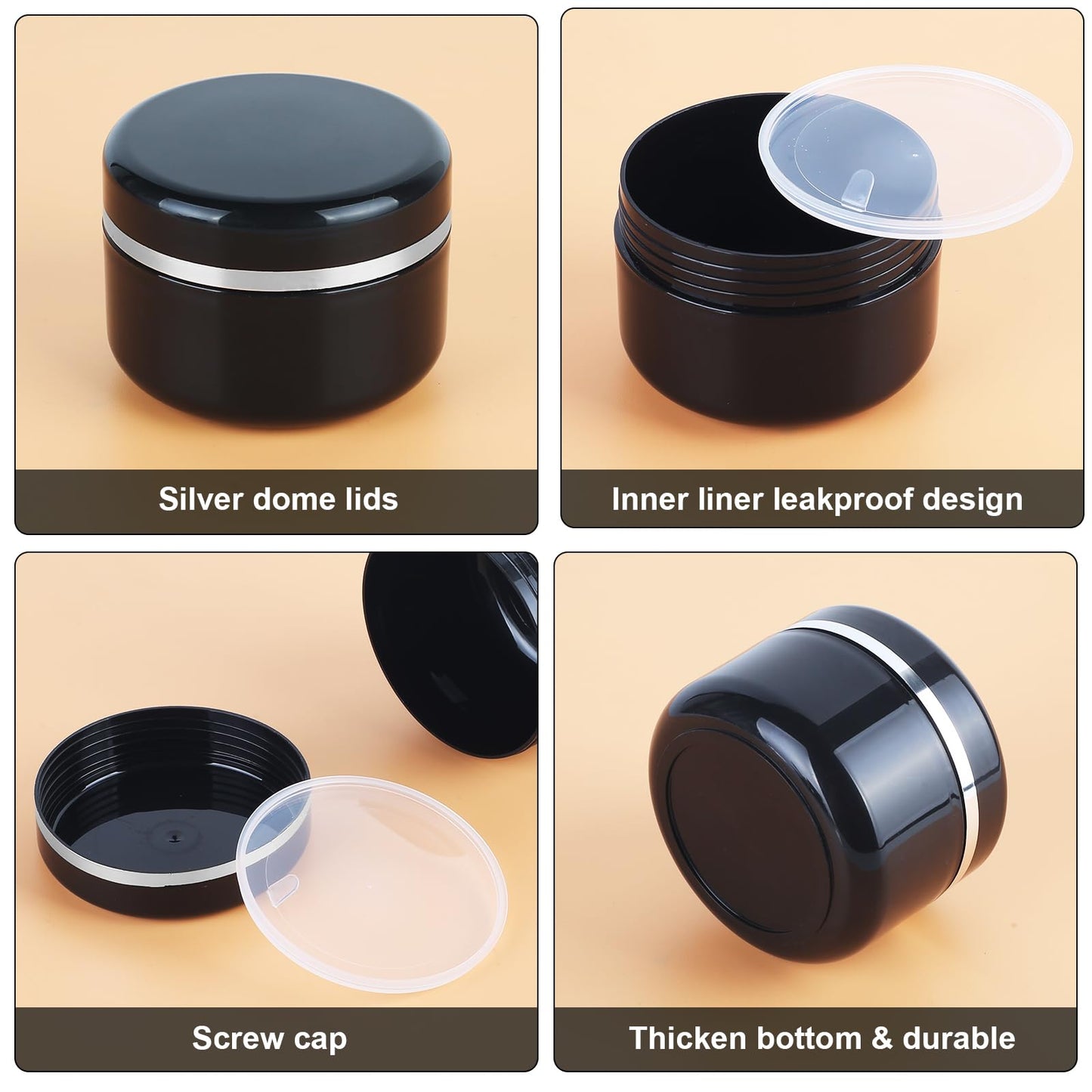 15 Pcs 50ml Cosmetic Sample Jars, Plastic Refillable Travel Pots, Cosmetic Pots with Lids, Travel Pots for Toiletries, with Spatulas, Labels and Pen for Makeup Beauty Nails