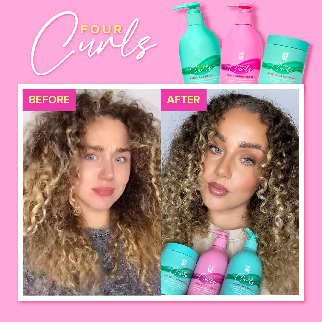 Give Me Cosmetics Four Curls Shampoo, Curly Hair Products, Moisturising, Sulphate Free, Hydrating Formula Infused with Shea Butter Castor and Jojoba Oil