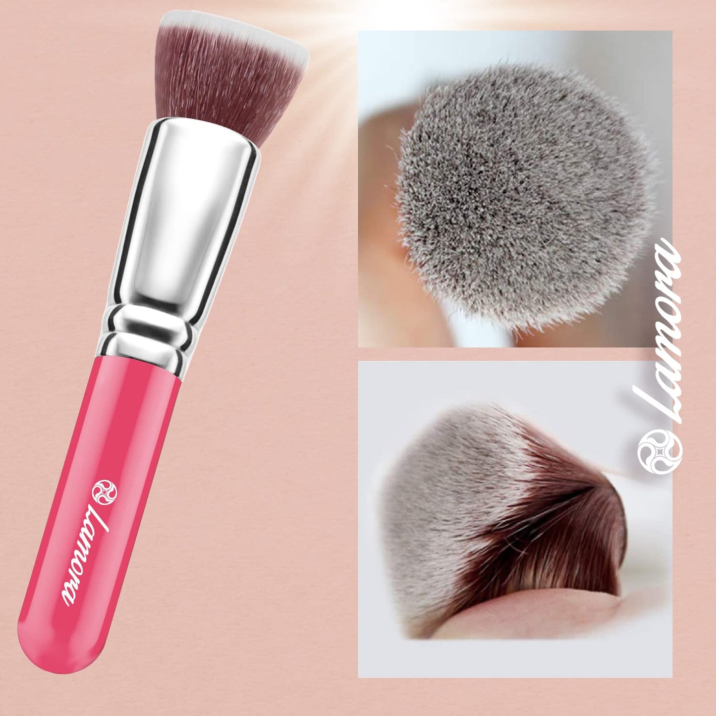 Make Up Brush Foundation Kabuki Flat Top - Perfect For Blending Liquid, Cream or Flawless Powder Cosmetics - Buffing, Stippling, Concealer - Premium Quality Synthetic Dense Bristles!