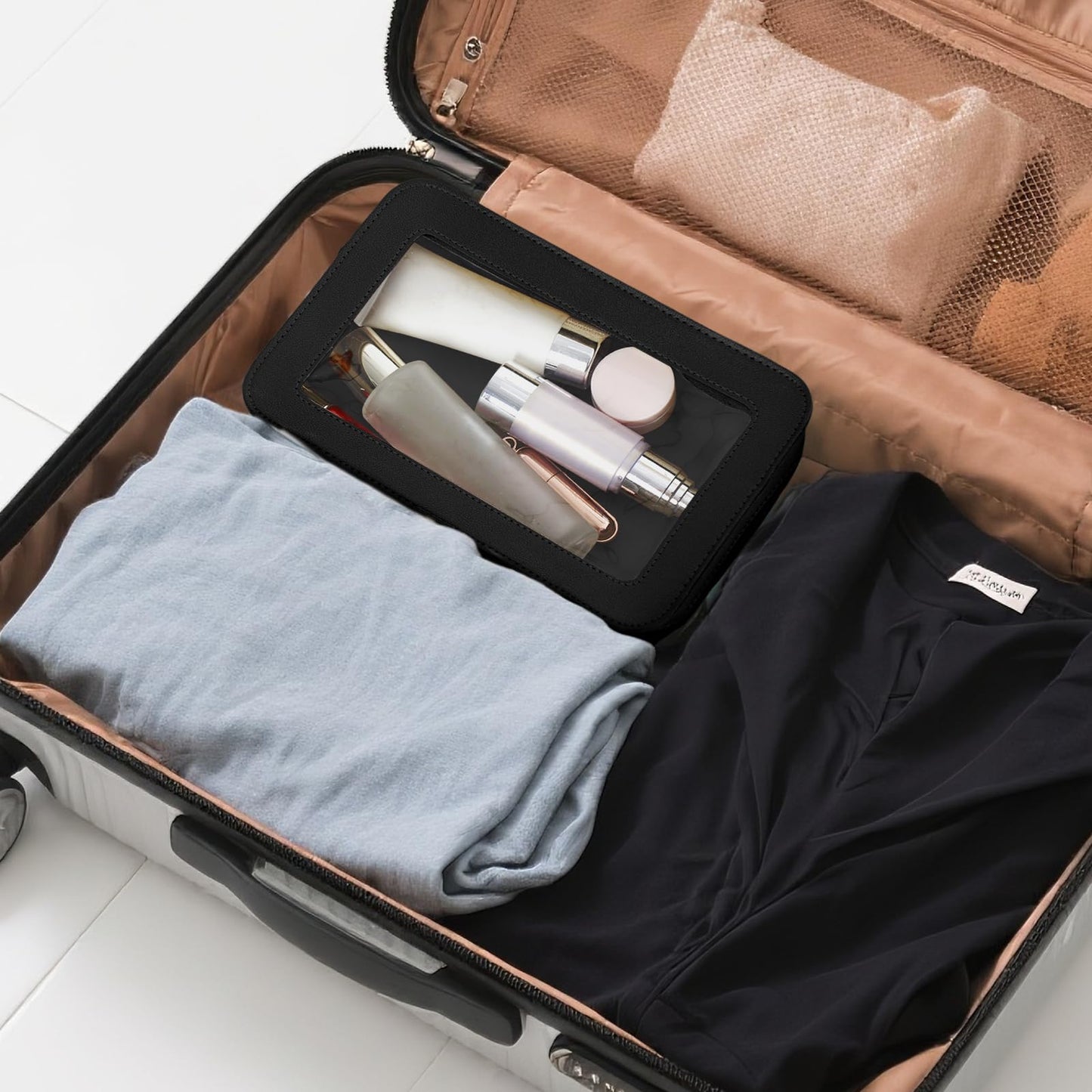 Clear Makeup Bag Travel Toiletries Bags for Women Cosmetic Bags with Double Zippers Waterproof Small Makeup Bag for Ladies Girls