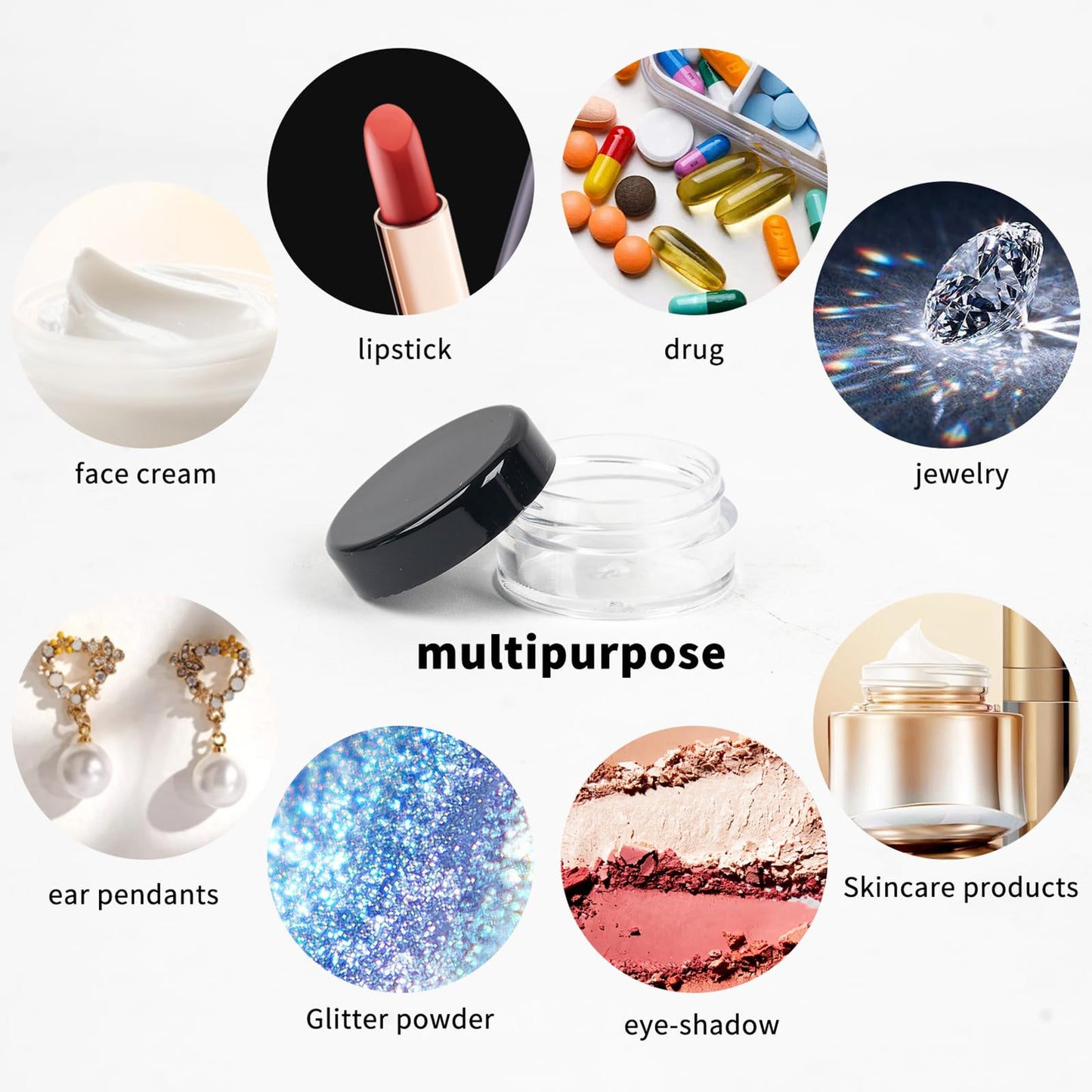 70 Pcs Empty Plastic Cosmetic Jars, 5ml Sample Containers Pots Bottles,sample pots for cosmetics, Travel Cosmetic Jar Pots with Lids,travel pots for cream,travel cream pots for toiletries