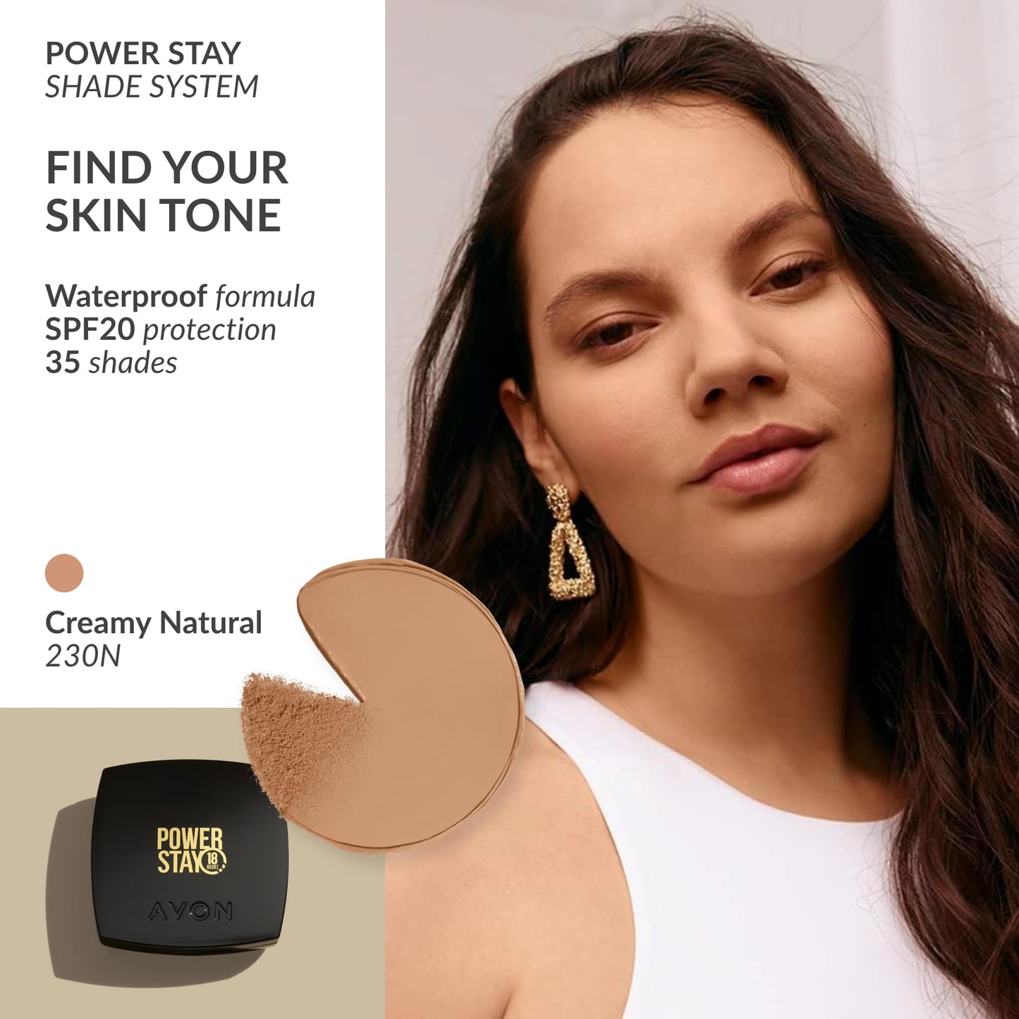 Avon True Flawless Cream To Powder Compact 3-in-1 Concealer, Foundation & Powder Nude - True Blue IQ Colour Technology