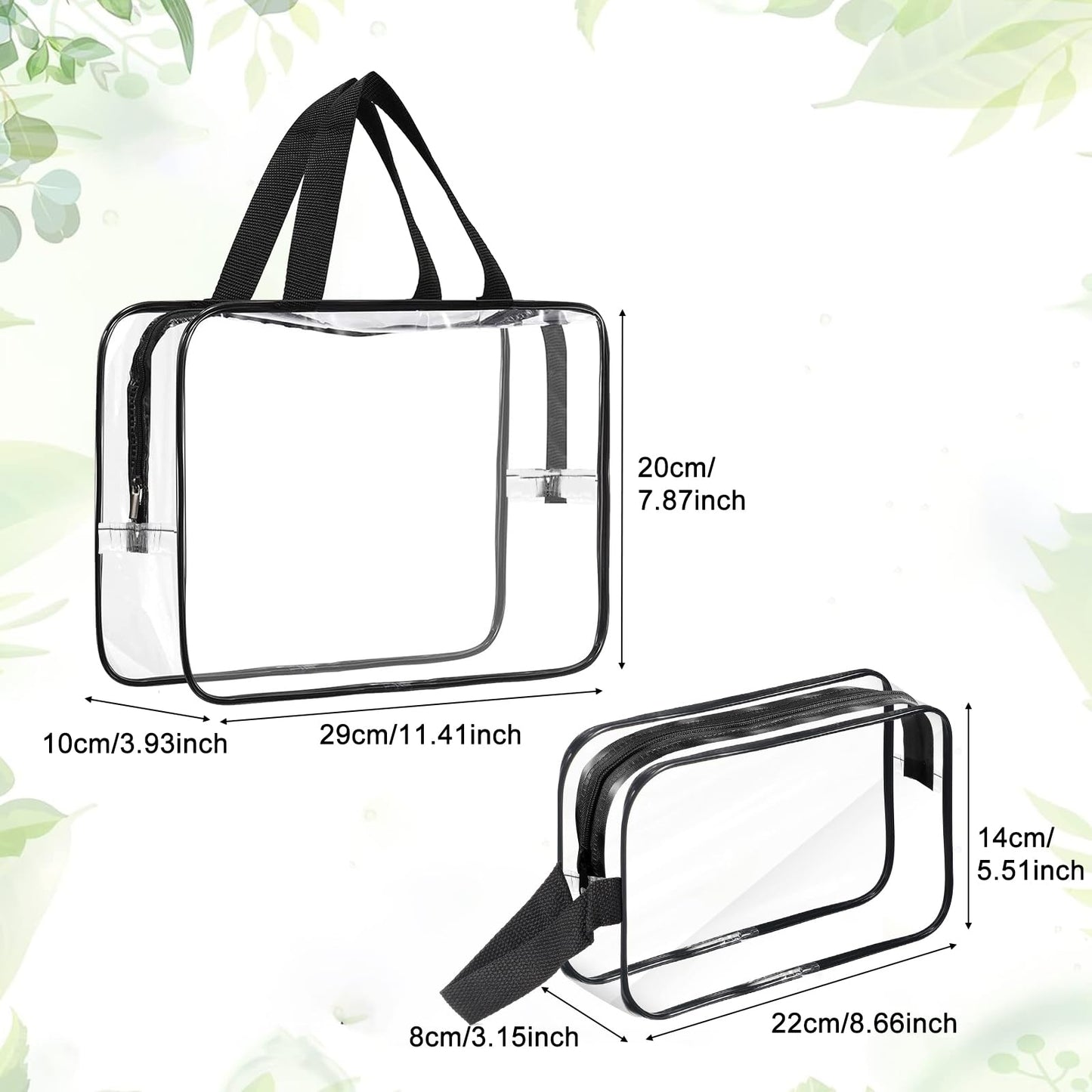 2 Pack Clear Wash Bag for Toiletries, Large/Small Clear Travel Toiletries Bag Thickened PVC Waterproof Makeup Bags with Handles Travel Wash Bags with Zippers for Women Girls Men