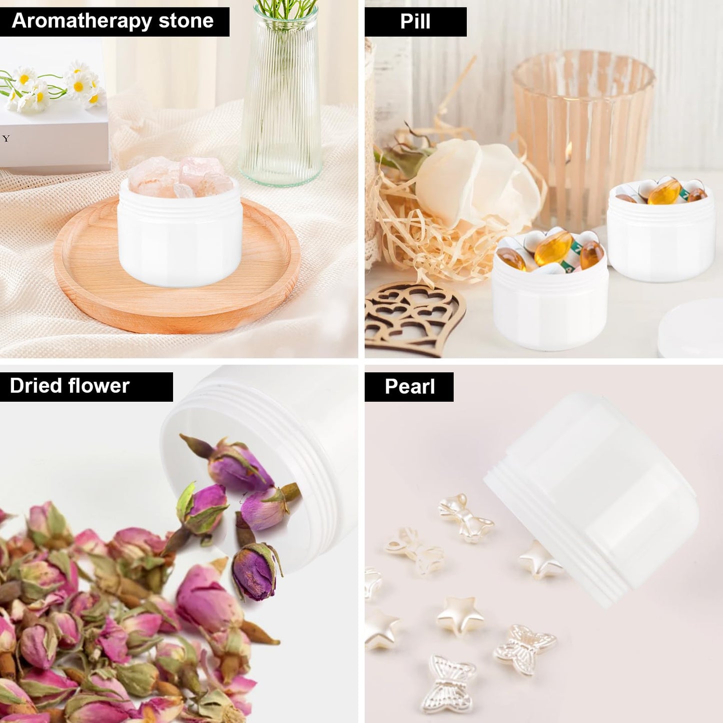 15 Pcs 50ml Cosmetic Sample Jars, Plastic Refillable Travel Pots, Cosmetic Pots with Lids, Travel Pots for Toiletries, with Spatulas, Labels and Pen for Makeup Beauty Nails