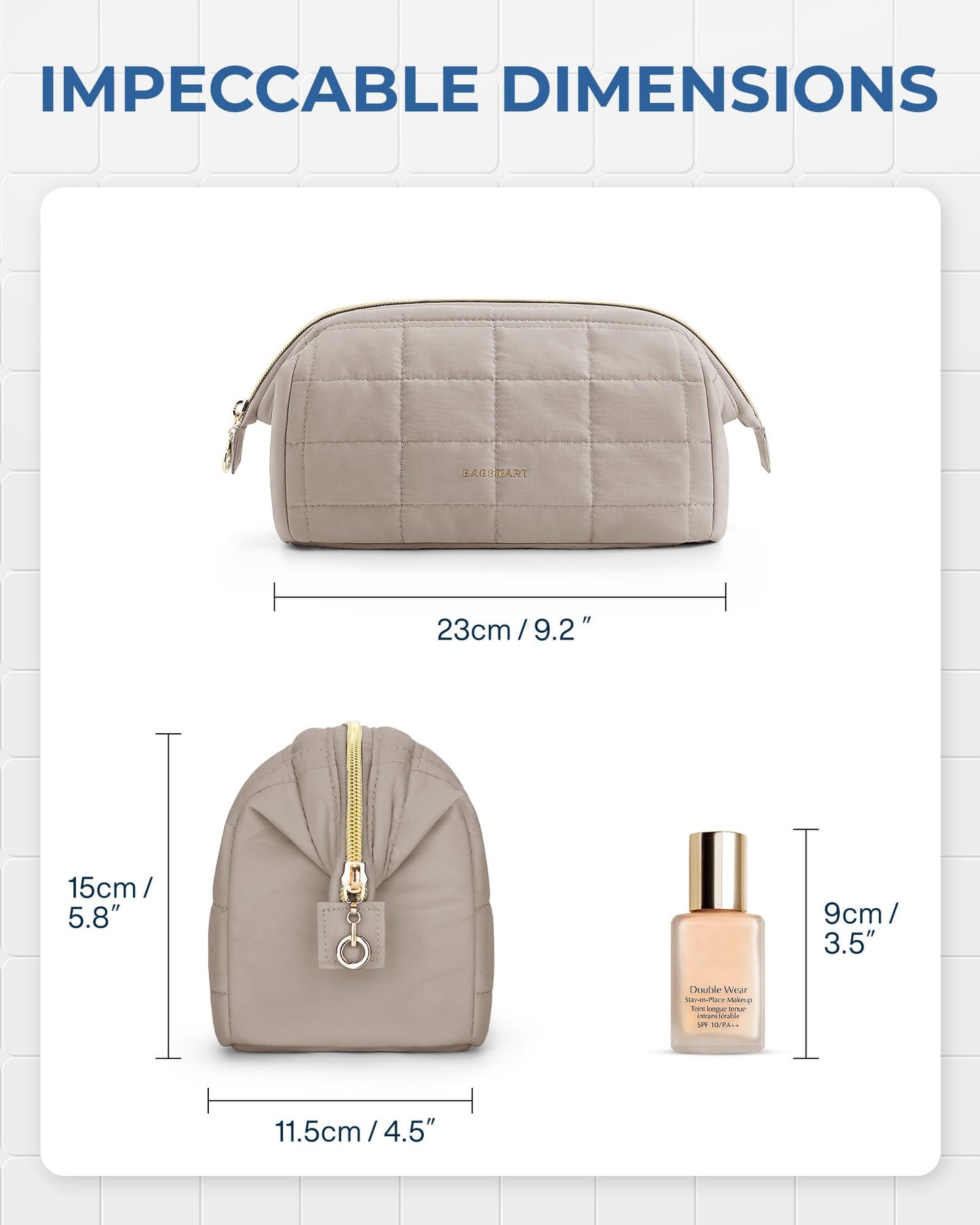 BAGSMART Makeup Bag Travel Cosmetic Bag, Puffy Padded Make Up Bags for Women, Large Capacity Wide-Open Travel-Size Toiletries Pouch, Purple