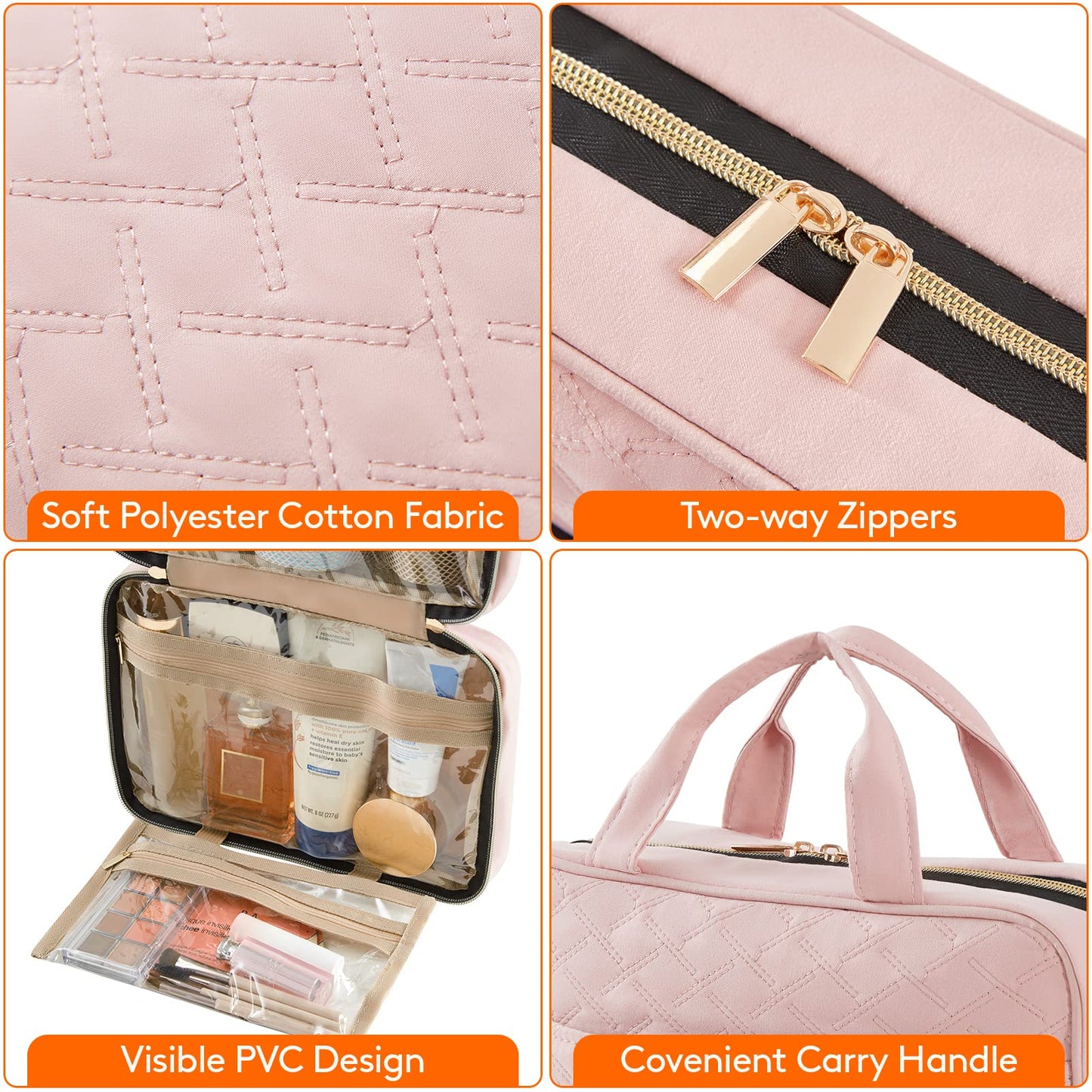 Lifewit Travel Toiletry Bag, Large Hanging Makeup Bag Organizer for Women, Transparent Travel Cosmetic Bag with Hanging Hook for Full Size Bottles, Vacation Essentials, Medium,Dark Blue