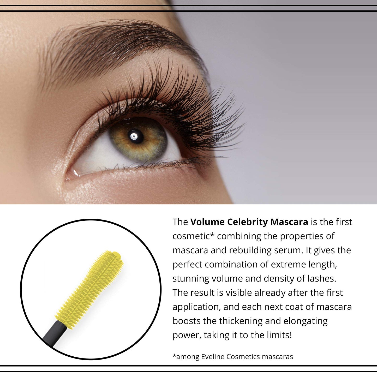 Eveline Cosmetics Volumix Fiberlast Eveline Cosmetics Mascara - Volumizing, Lifting & Separating 360° Effect with Fiberlast Formula