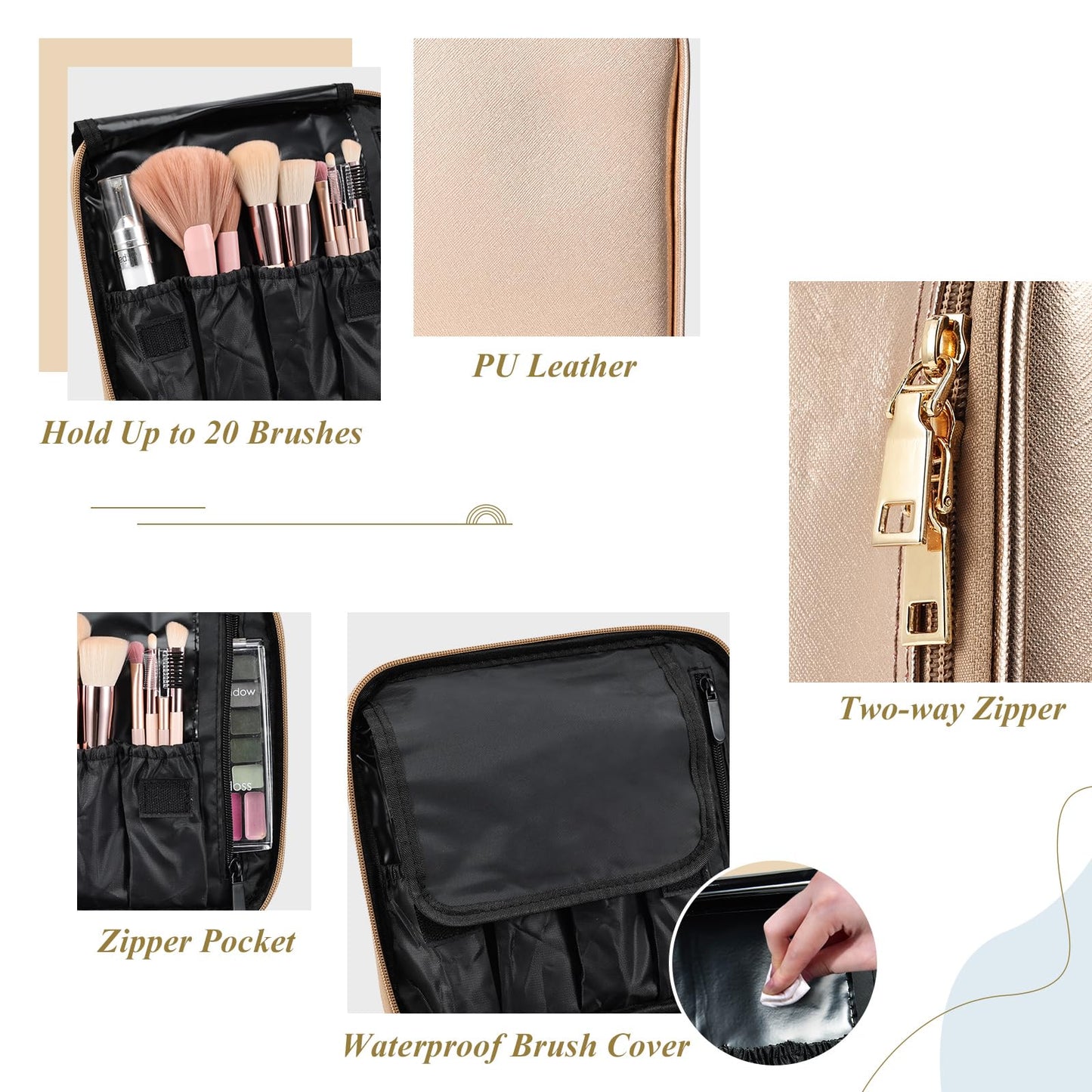 Joligrace Makeup Bag Cosmetic Case Vanity Travel Beauty Box Make Up Train Case Hairdressing Tools Organiser with Adjustable Compartment Oxford Fabric, Black