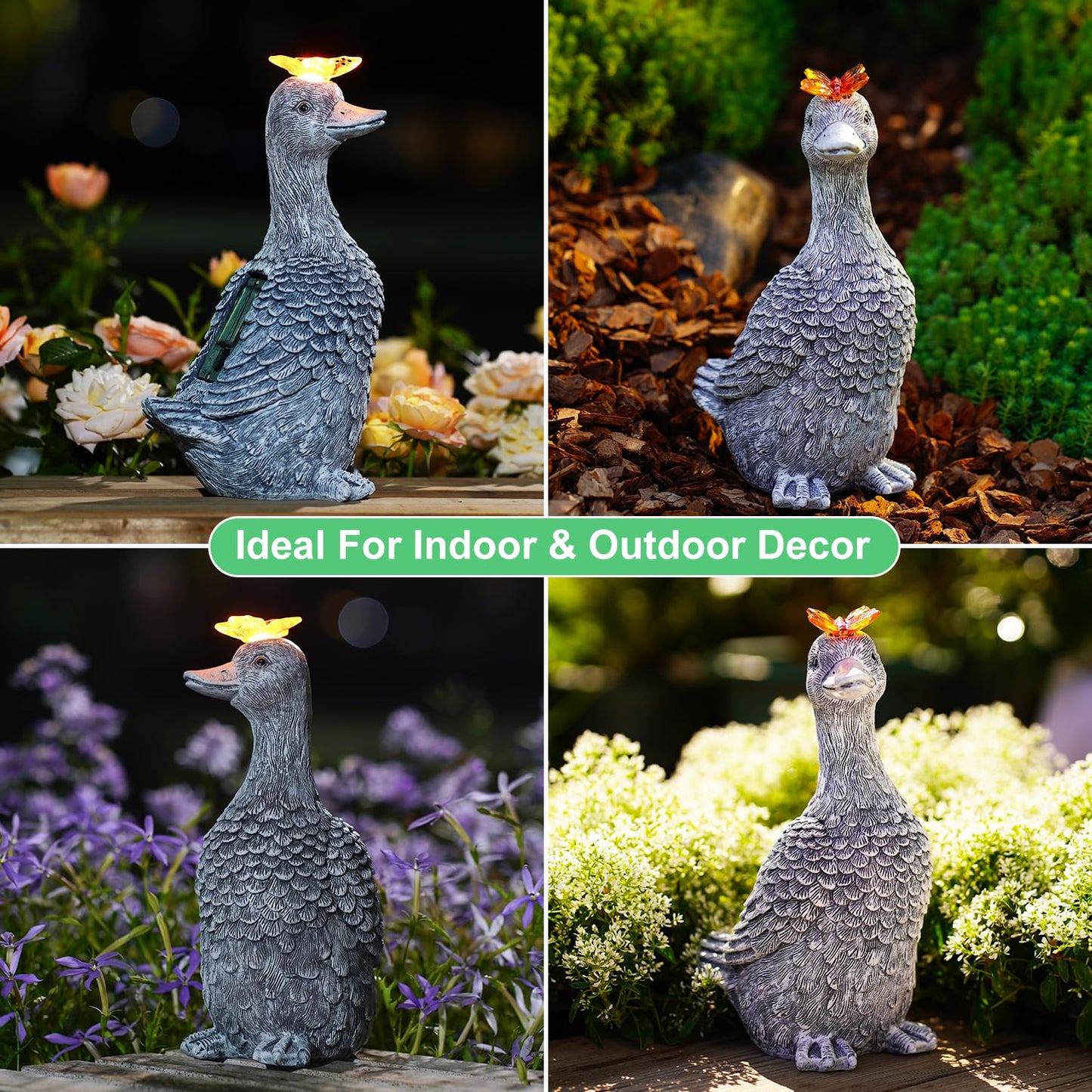 Dog Garden Ornaments With Solar Butterfly - Unique Gifts for Women Mum Men - Outdoor Puppy Decor for Patio Yard Lawn Balcony Resin Waterproof Sculpture