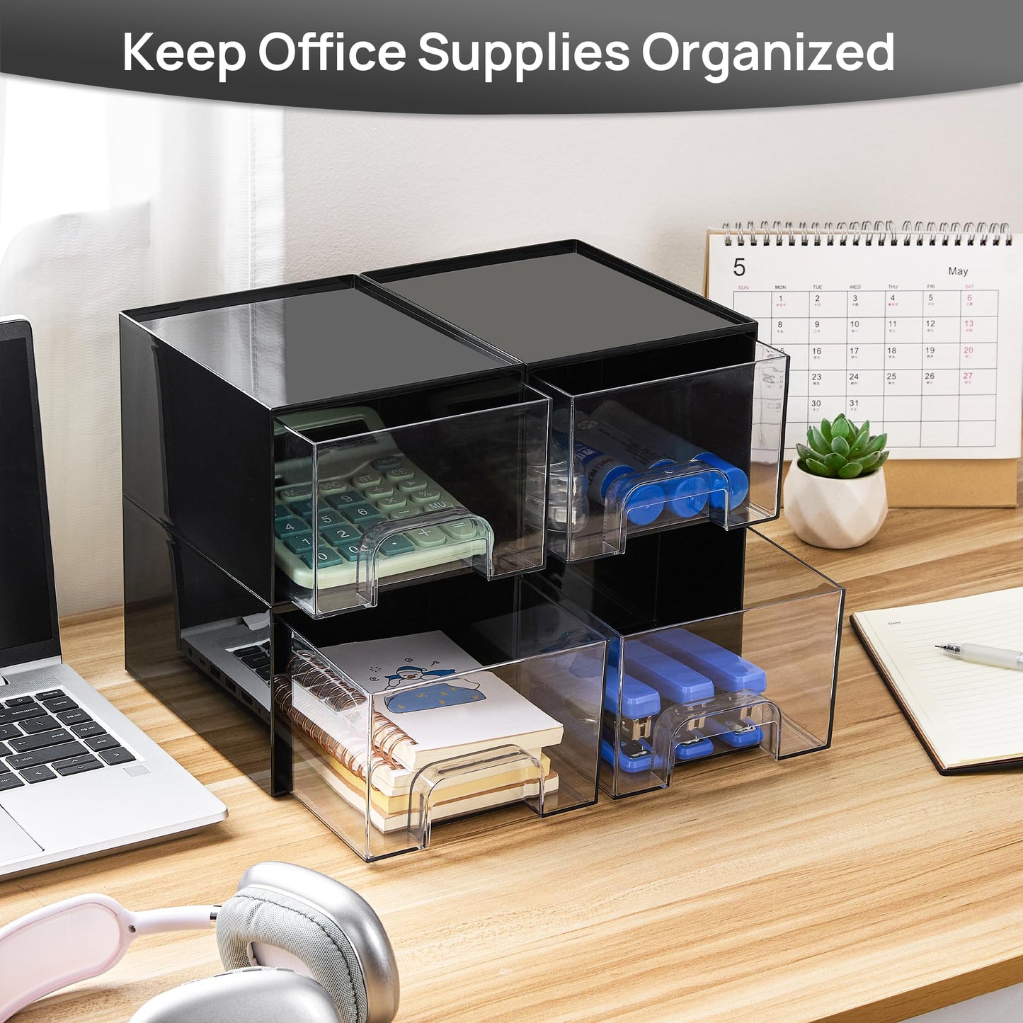 Vtopmart 3 Pack Clear Small Stackable Storage Drawers, Acrylic Bathroom Makeup Organiser, Plastic Storage Box For Vanity, Under Sink, Kitchen Cupboard, Pantry, Home Organization