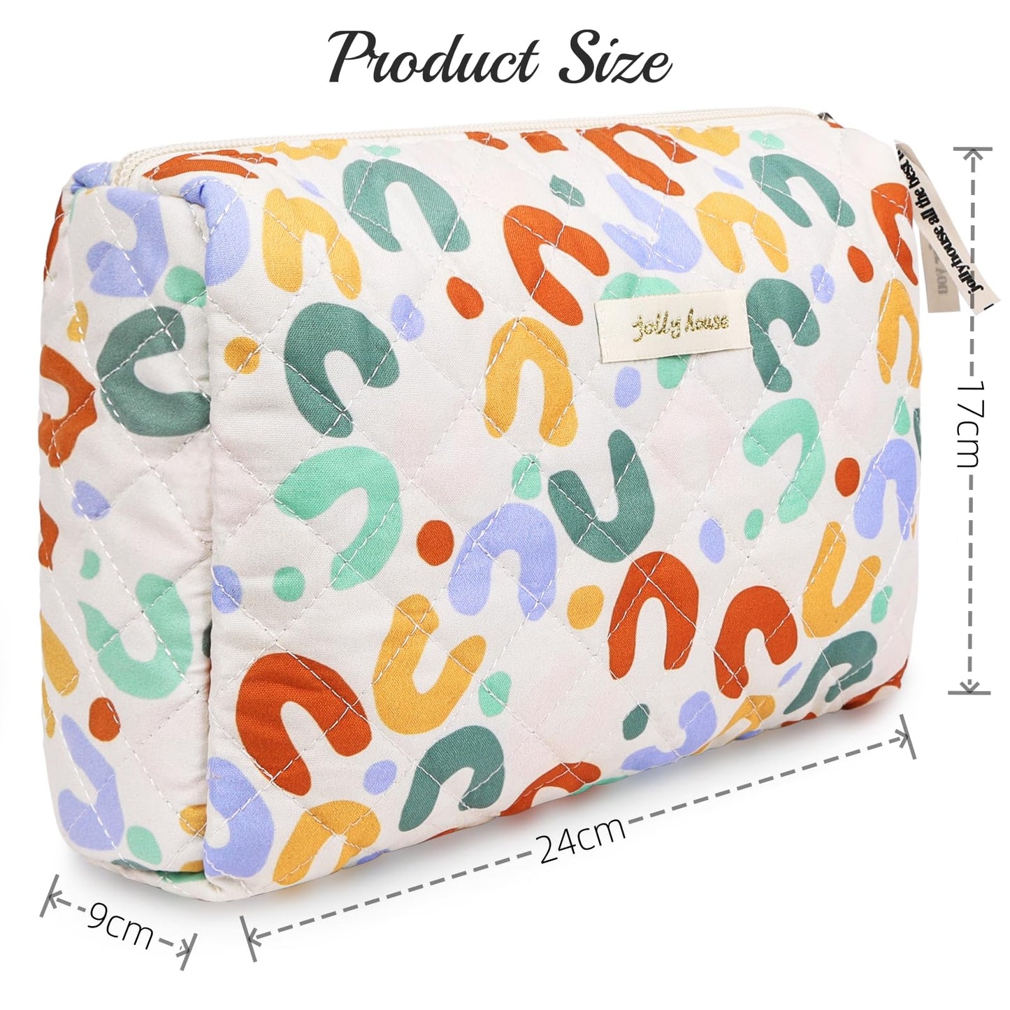 Aucuu Cotton Makeup Bag, Portable Travel Cosmetic Bag, Large Capacity Floral Toiletry Bags, Quilted Wash Bags Organizer for Women Girls