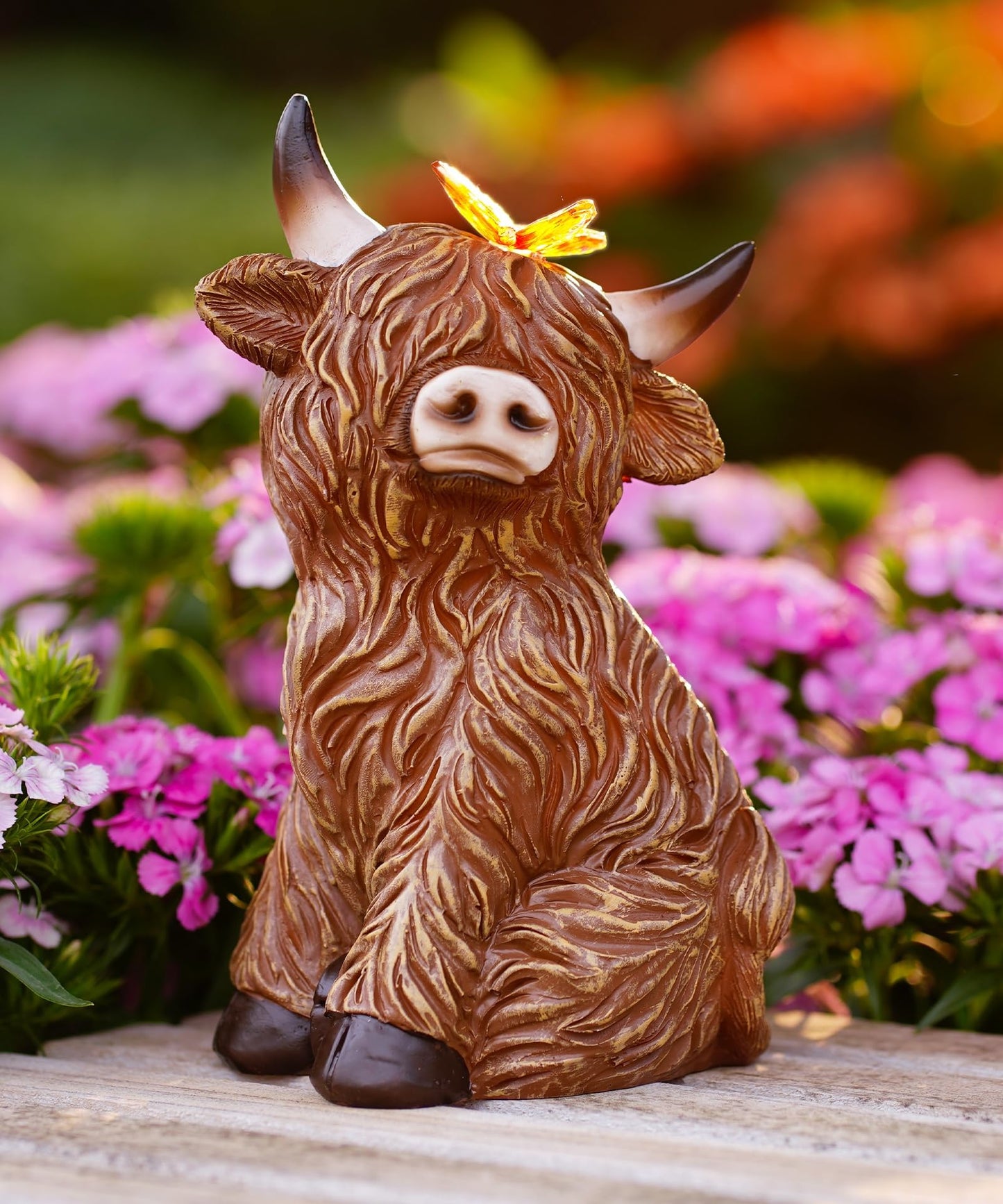 Dog Garden Ornaments With Solar Butterfly - Unique Gifts for Women Mum Men - Outdoor Puppy Decor for Patio Yard Lawn Balcony Resin Waterproof Sculpture