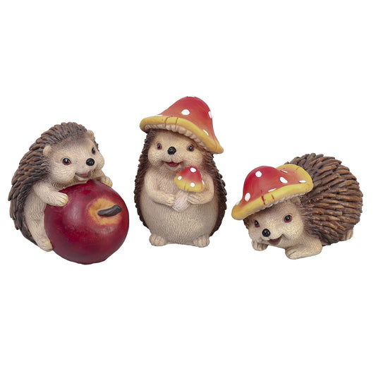 Valery Madelyn Autumn Decorations, Lovely Set of 3 Medium Hedgehogs Ornaments, Waterproof Resin Autumn Home Decor, Hedgehog Gifts for Women, Fall Decorations for Livling Room, Bedroom, Garden 7CM