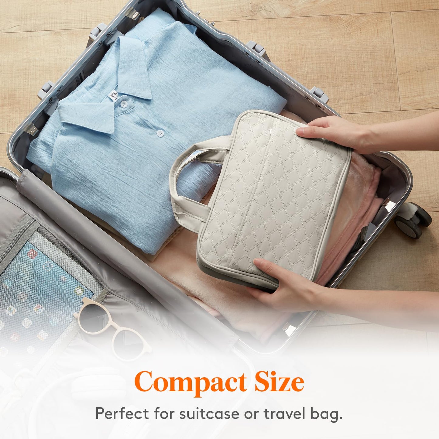 Lifewit Travel Toiletry Bag, Large Hanging Makeup Bag Organizer for Women, Transparent Travel Cosmetic Bag with Hanging Hook for Full Size Bottles, Vacation Essentials, Medium,Dark Blue