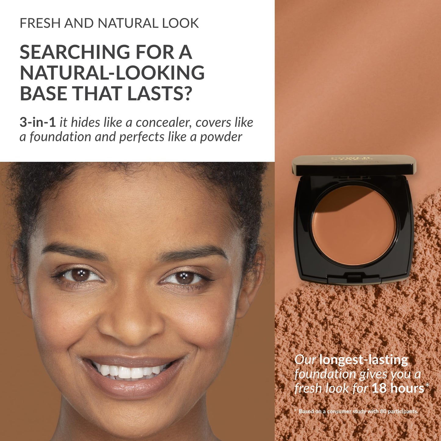 Avon True Flawless Cream To Powder Compact 3-in-1 Concealer, Foundation & Powder Nude - True Blue IQ Colour Technology