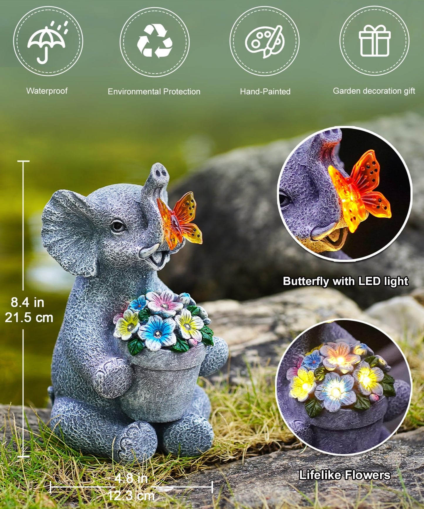 Dog Garden Ornaments With Solar Butterfly - Unique Gifts for Women Mum Men - Outdoor Puppy Decor for Patio Yard Lawn Balcony Resin Waterproof Sculpture