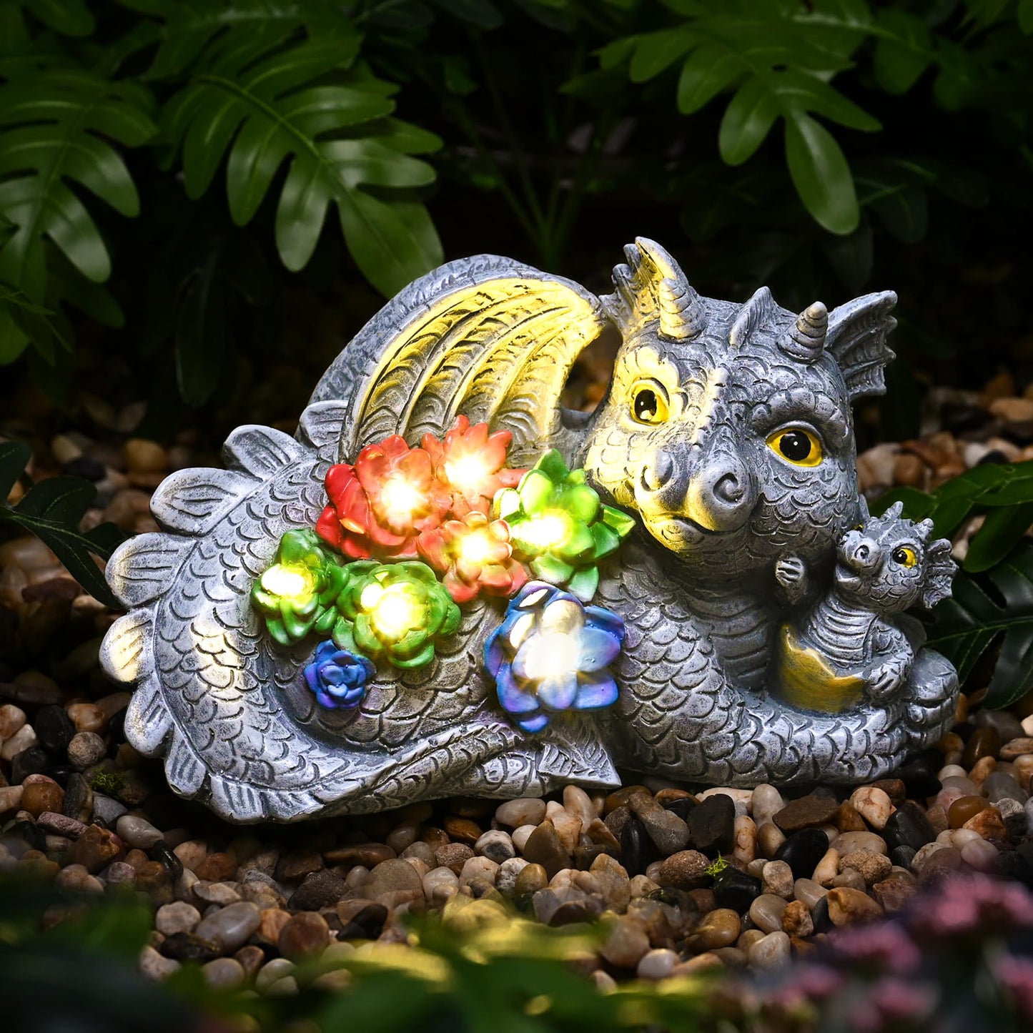 GIGALUMI Upgraded Elephant Statue Garden Decoration True Watering Elephant Figure Solar Powered LED Lights, Gifts for Women, Gifts for Mum, Garden Decorations for Patio(10.6 Inch/ 27 cm)