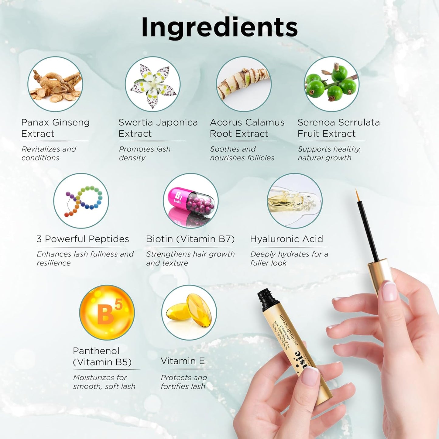 TRINSIC Natural Lash Serum - Rapid Growth with Multi-Peptide, Biotin & Hyaluronic Acid - Enhancing & Conditioning Eyelash Serum for Thicker, Longer & Healthier Lashes - Gentle & Safe Advanced Formula