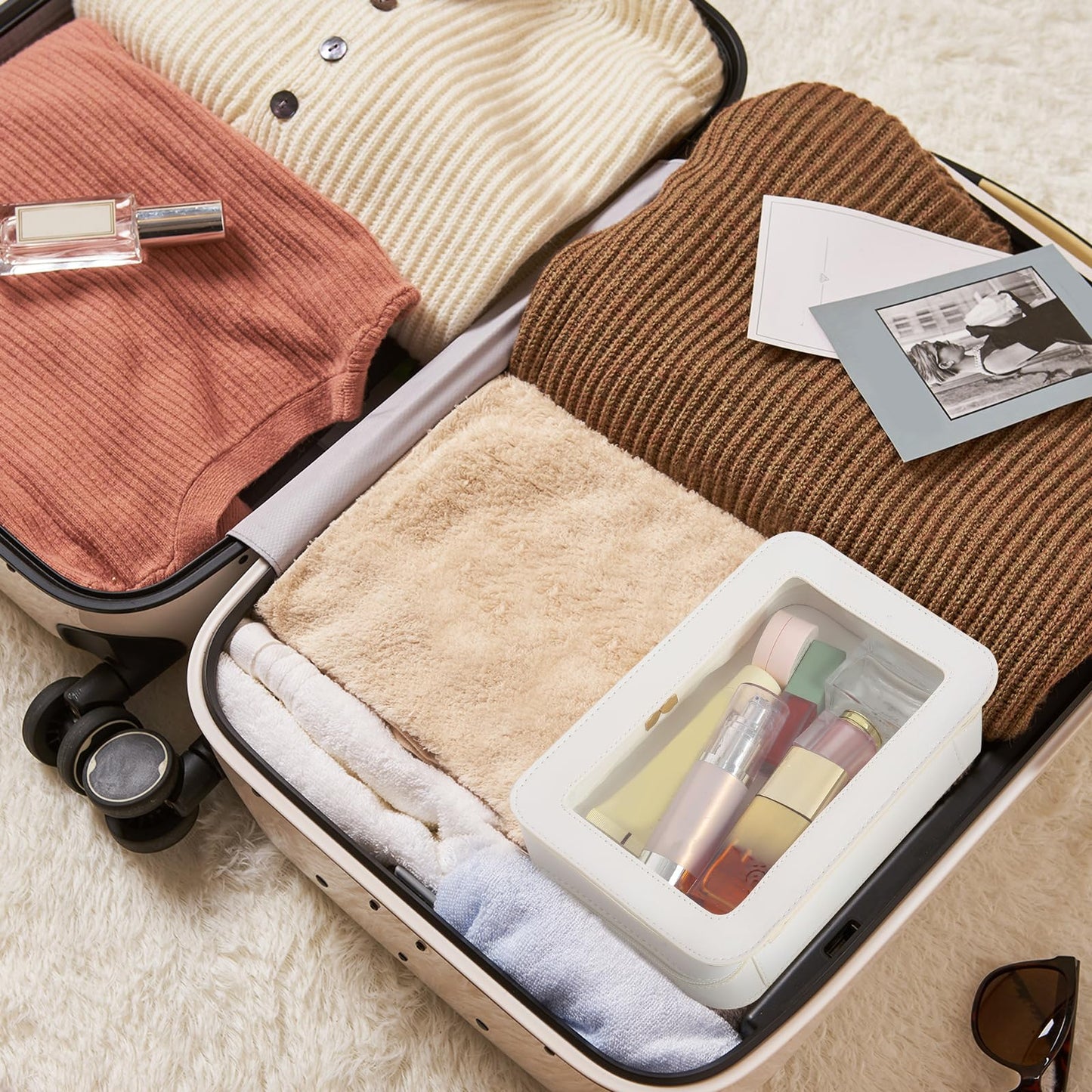 Clear Makeup Bag Travel Toiletries Bags for Women Cosmetic Bags with Double Zippers Waterproof Small Makeup Bag for Ladies Girls