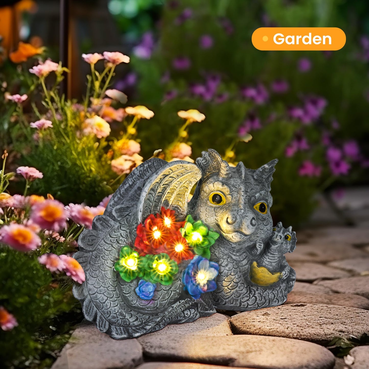 GIGALUMI Upgraded Elephant Statue Garden Decoration True Watering Elephant Figure Solar Powered LED Lights, Gifts for Women, Gifts for Mum, Garden Decorations for Patio(10.6 Inch/ 27 cm)