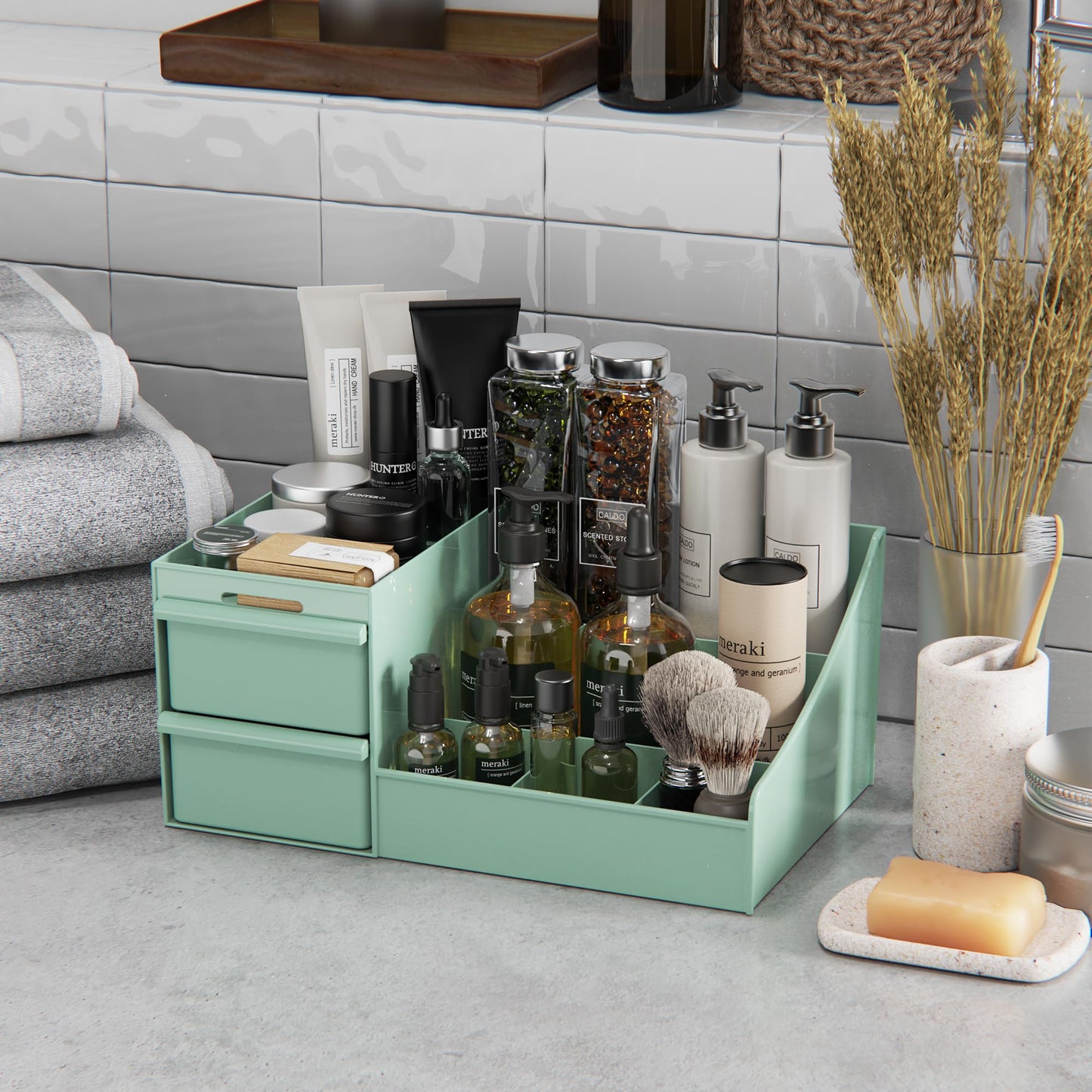 Makeup Organizer Storage Drawers, Large Capacity Cosmetic Organisers for Lipsticks, Jewelry, Nail Care, Skincare Organiser for Vanity, Ideal Desk Organizer for Dresser and Bathroom