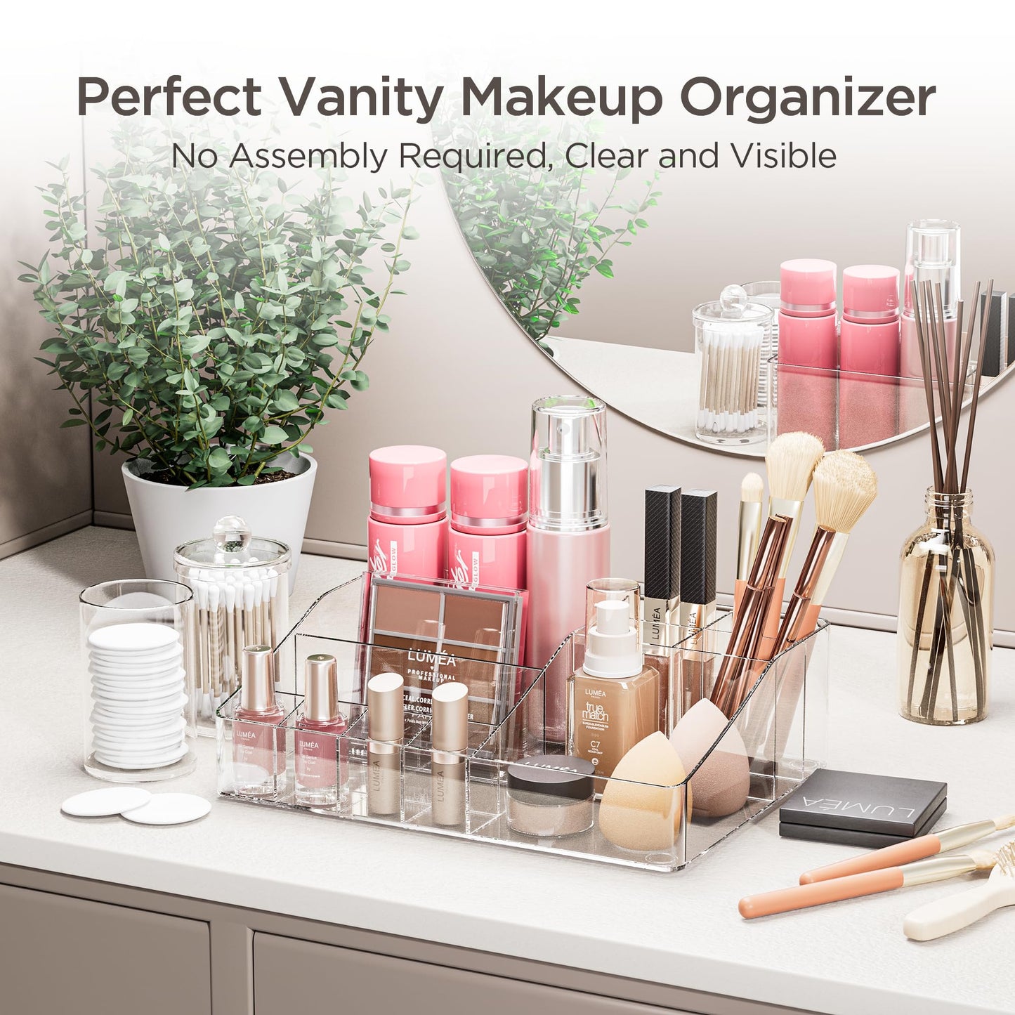 Makeup Organizer Storage Drawers, Large Capacity Cosmetic Organisers for Lipsticks, Jewelry, Nail Care, Skincare Organiser for Vanity, Ideal Desk Organizer for Dresser and Bathroom