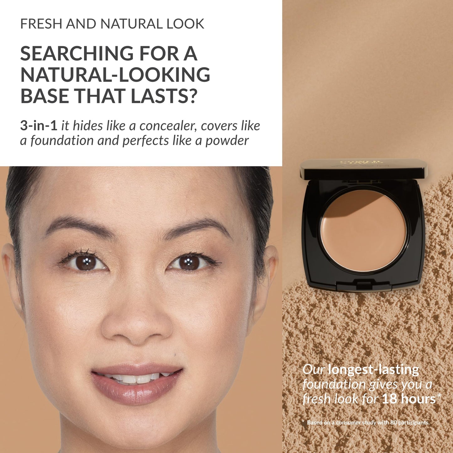 Avon True Flawless Cream To Powder Compact 3-in-1 Concealer, Foundation & Powder Nude - True Blue IQ Colour Technology
