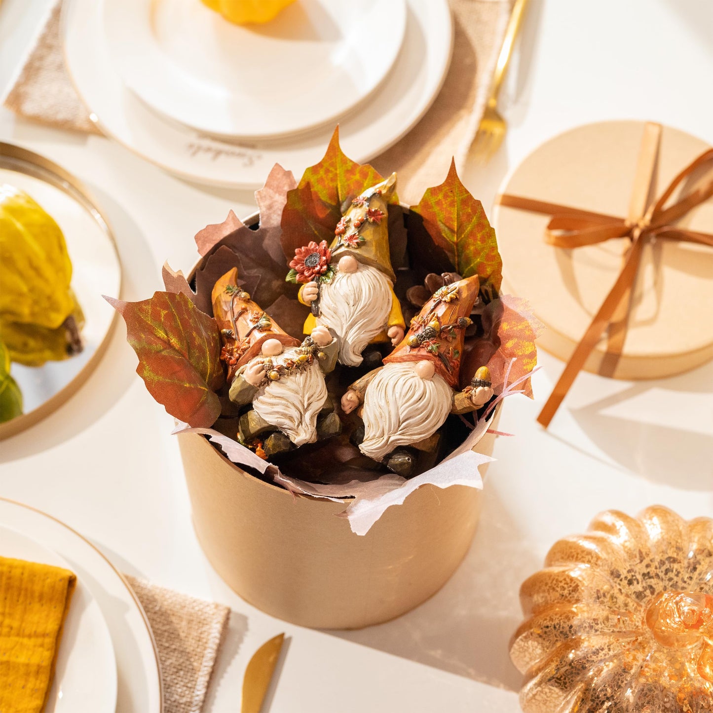 Valery Madelyn Autumn Decorations, Lovely Set of 3 Medium Gonks Ornaments, Waterproof Resin Autumn Home Decor, Gonks Gifts for Women, Fall Decorations for Living Room, Bedroom, Garden 10CM