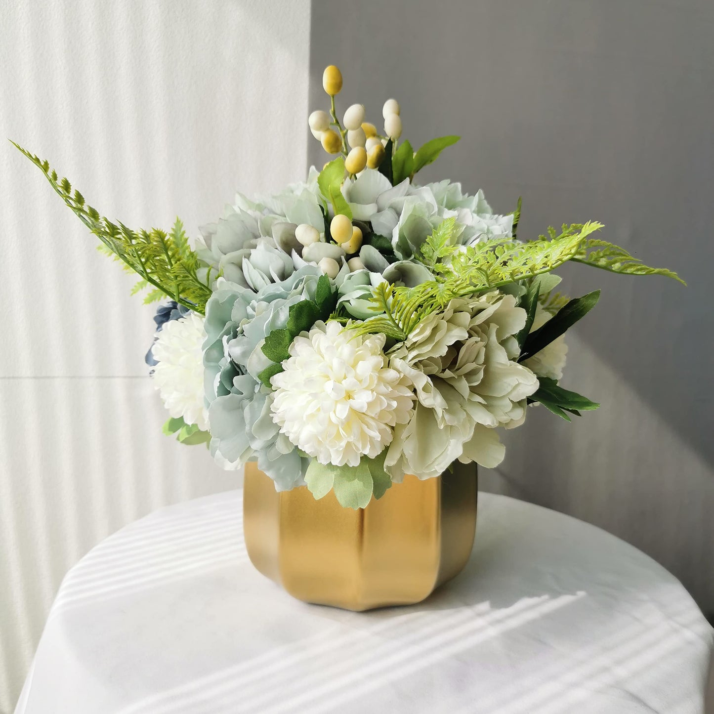 Artificial Flowers With Vase Faux Hydrangea Flower Arrangements for Home Garden Party Wedding Decoration