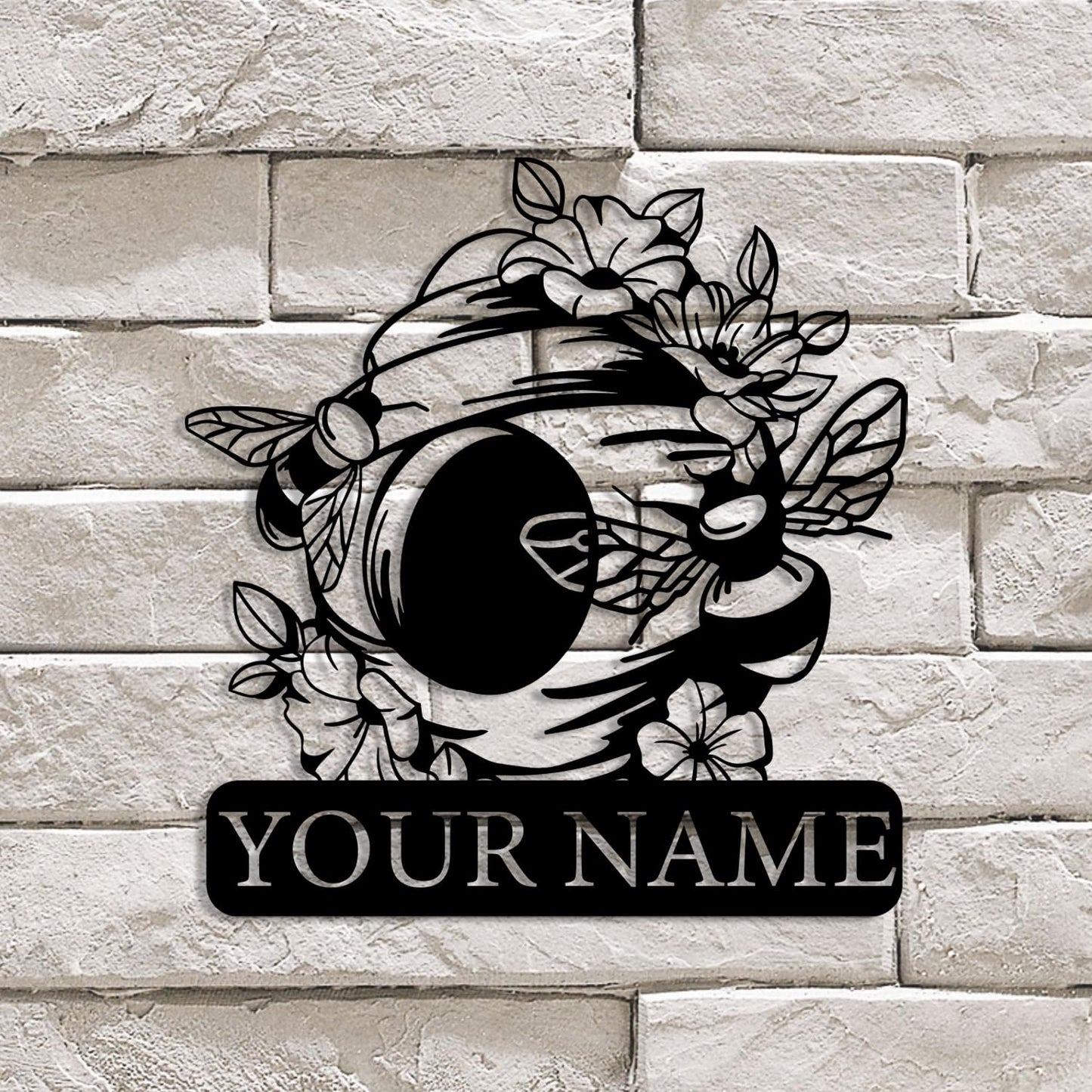 Custom Honey Bee Metal Wall Sign, Personalized Metal Bee Decor, Bee Garden Art, Gift for Bee Keeper, Bee Farm Sign, Gardener Decor, Bee Art (Bee M)