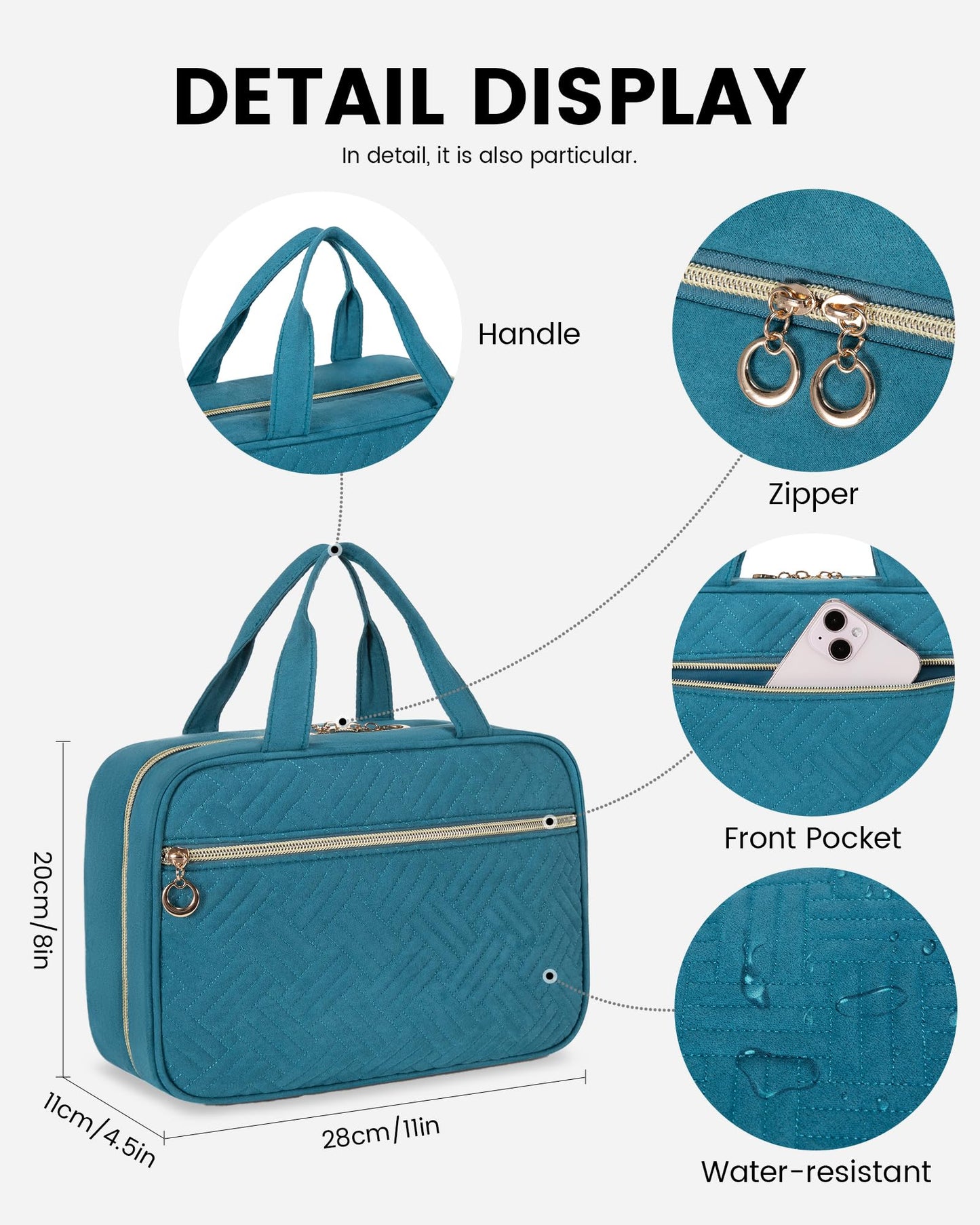 LOVEVOOK Toiletry Bag Hanging Travel Wash Bag for Women, Waterproof Toiletries Makeup Bags with Hook, Large Cosmetic Organizer Ladies, for Full Sized Container