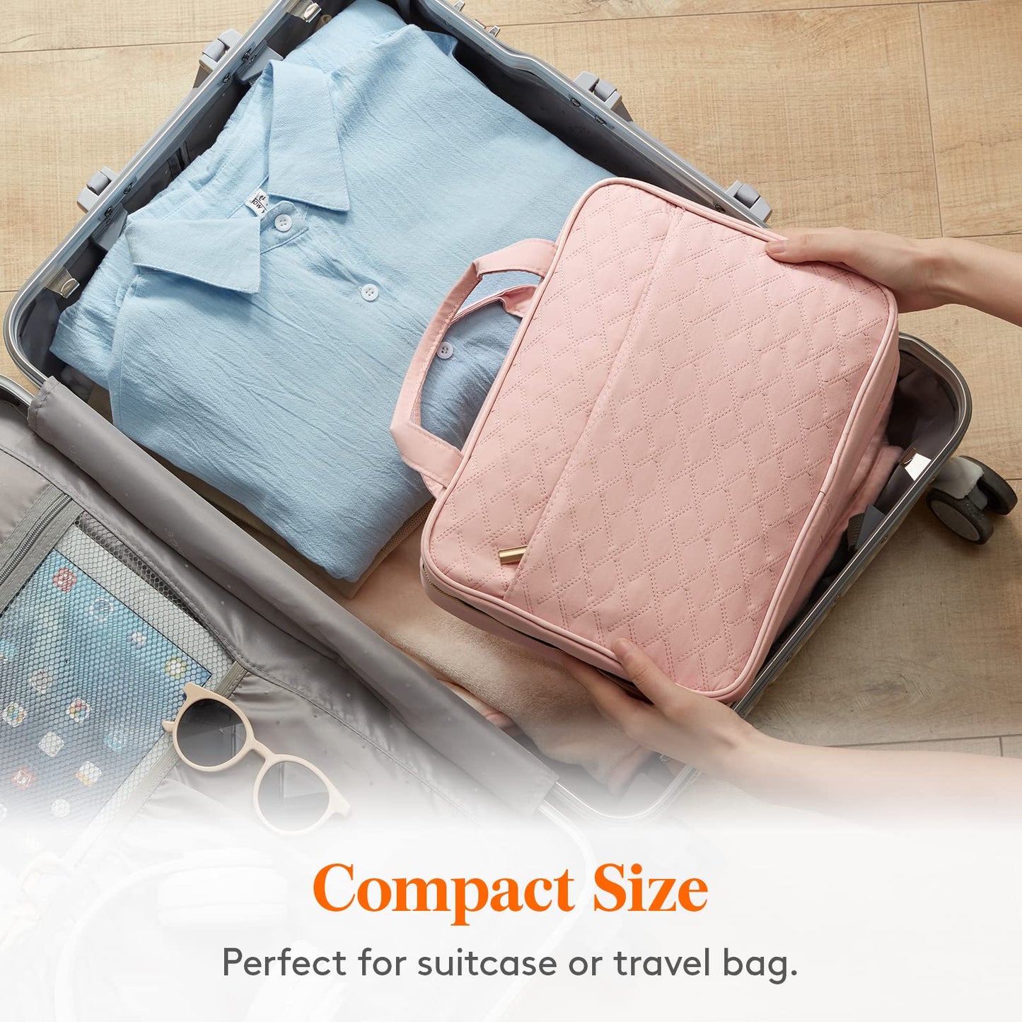 Lifewit Travel Toiletry Bag, Large Hanging Makeup Bag Organizer for Women, Transparent Travel Cosmetic Bag with Hanging Hook for Full Size Bottles, Vacation Essentials, Medium,Dark Blue