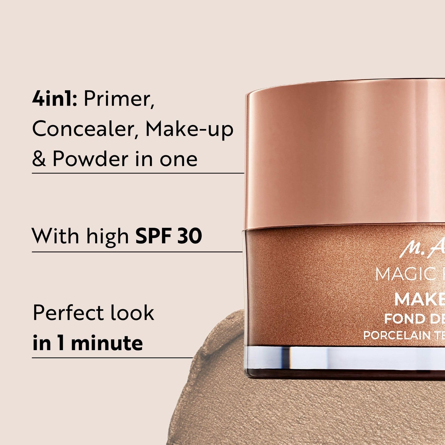 M. Asam Magic Finish Deep Teint Make-Up Mousse (1.01 Fl Oz) – 4in1 Primer, Foundation, Concealer & Powder With Buildable Coverage, Hides Redness And Dark Spots, Vegan, For Deeper Skin Tones