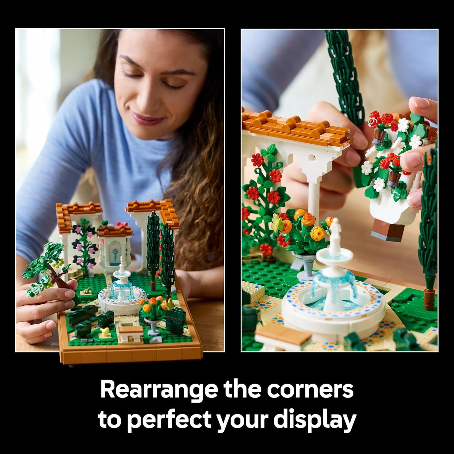 LEGO Icons Fountain Garden Building Set, Home and Office Decor Model Kit for Adults to Build, with Cypress Trees, Grapevines, Flowers and Animal Figures, Gifts for Women & Men 10359