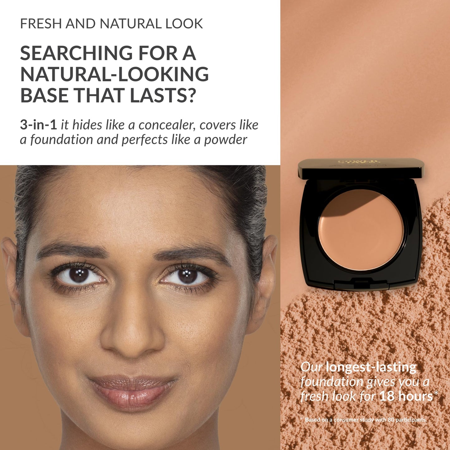 Avon True Flawless Cream To Powder Compact 3-in-1 Concealer, Foundation & Powder Nude - True Blue IQ Colour Technology