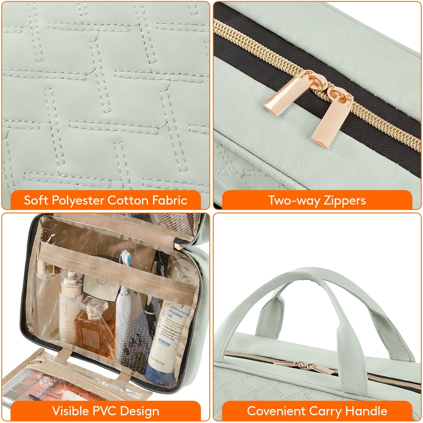 Lifewit Travel Toiletry Bag, Large Hanging Makeup Bag Organizer for Women, Transparent Travel Cosmetic Bag with Hanging Hook for Full Size Bottles, Vacation Essentials, Medium,Dark Blue