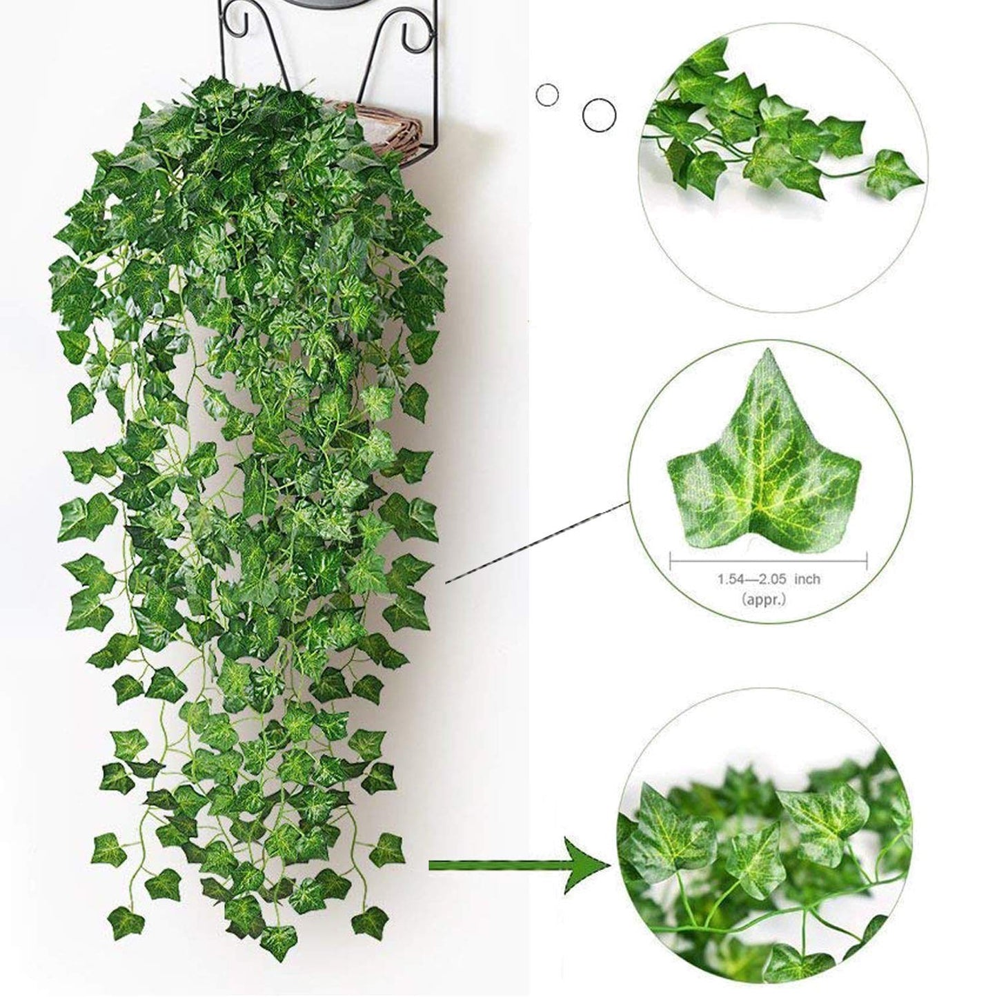 Comtelek 84 FT Artificial Ivy 12 Pack Ivy Vine Garland Ivy Leaves Greenery Garlands Clip Hanging Fake Leaf Plants Faux Green Flowers Decor Home Kitchen Garden Office Wedding Wall