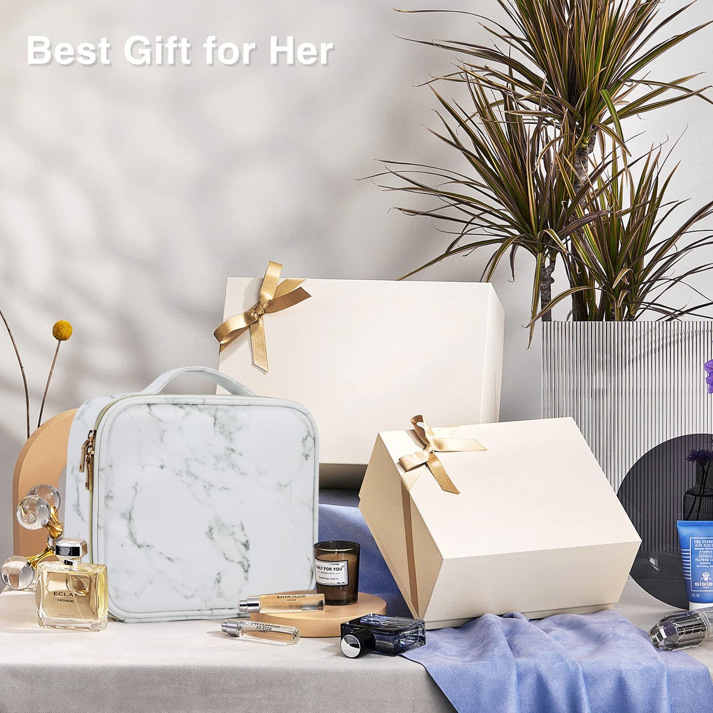 Joligrace Makeup Bag Cosmetic Case Vanity Travel Beauty Box Make Up Train Case Hairdressing Tools Organiser with Adjustable Compartment Oxford Fabric, Black