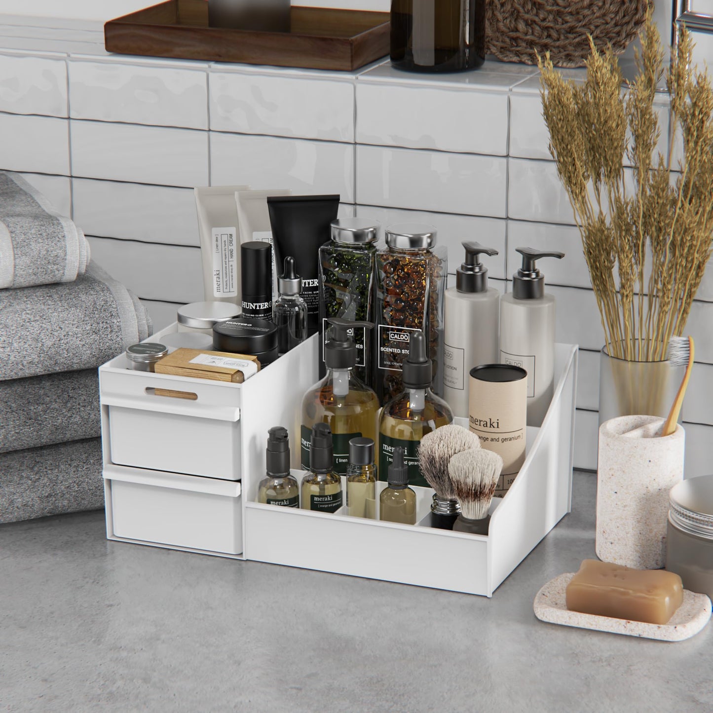 Makeup Organizer Storage Drawers, Large Capacity Cosmetic Organisers for Lipsticks, Jewelry, Nail Care, Skincare Organiser for Vanity, Ideal Desk Organizer for Dresser and Bathroom