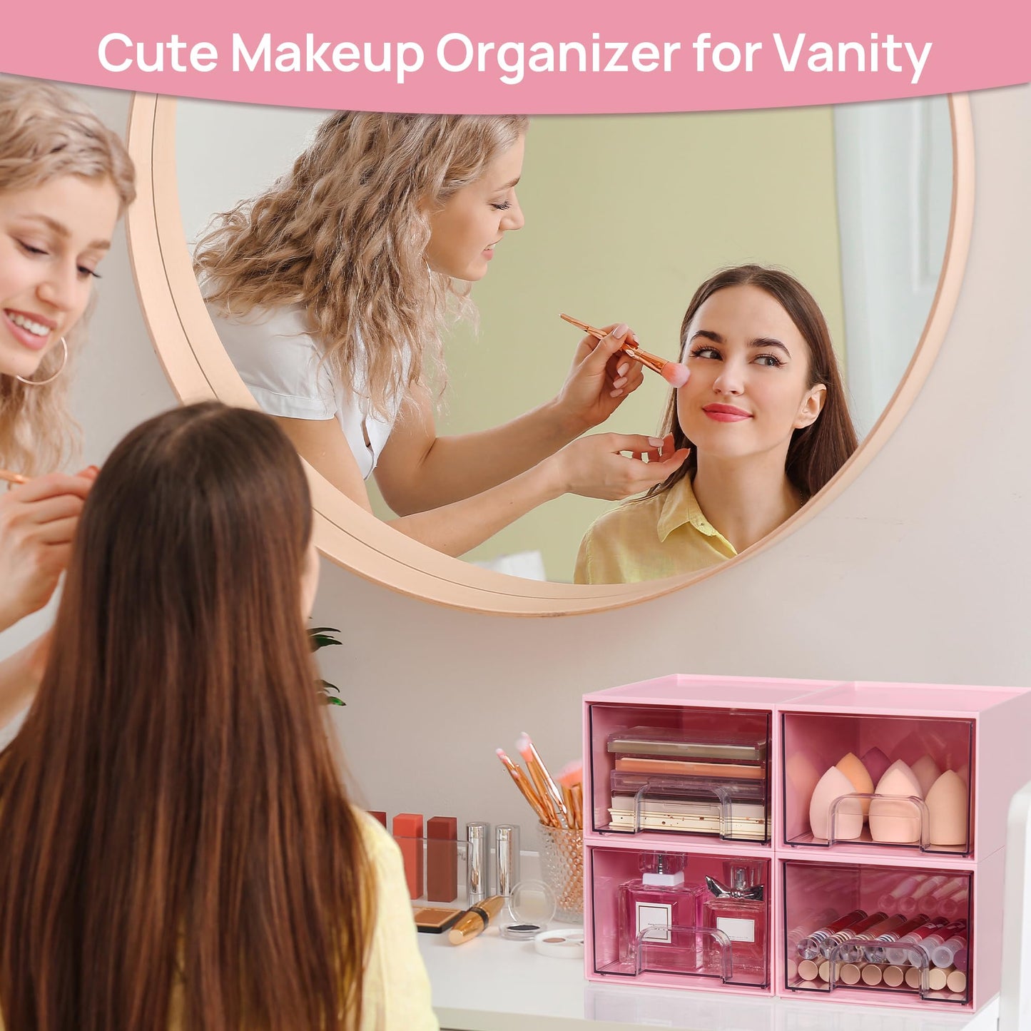 Vtopmart 3 Pack Clear Small Stackable Storage Drawers, Acrylic Bathroom Makeup Organiser, Plastic Storage Box For Vanity, Under Sink, Kitchen Cupboard, Pantry, Home Organization