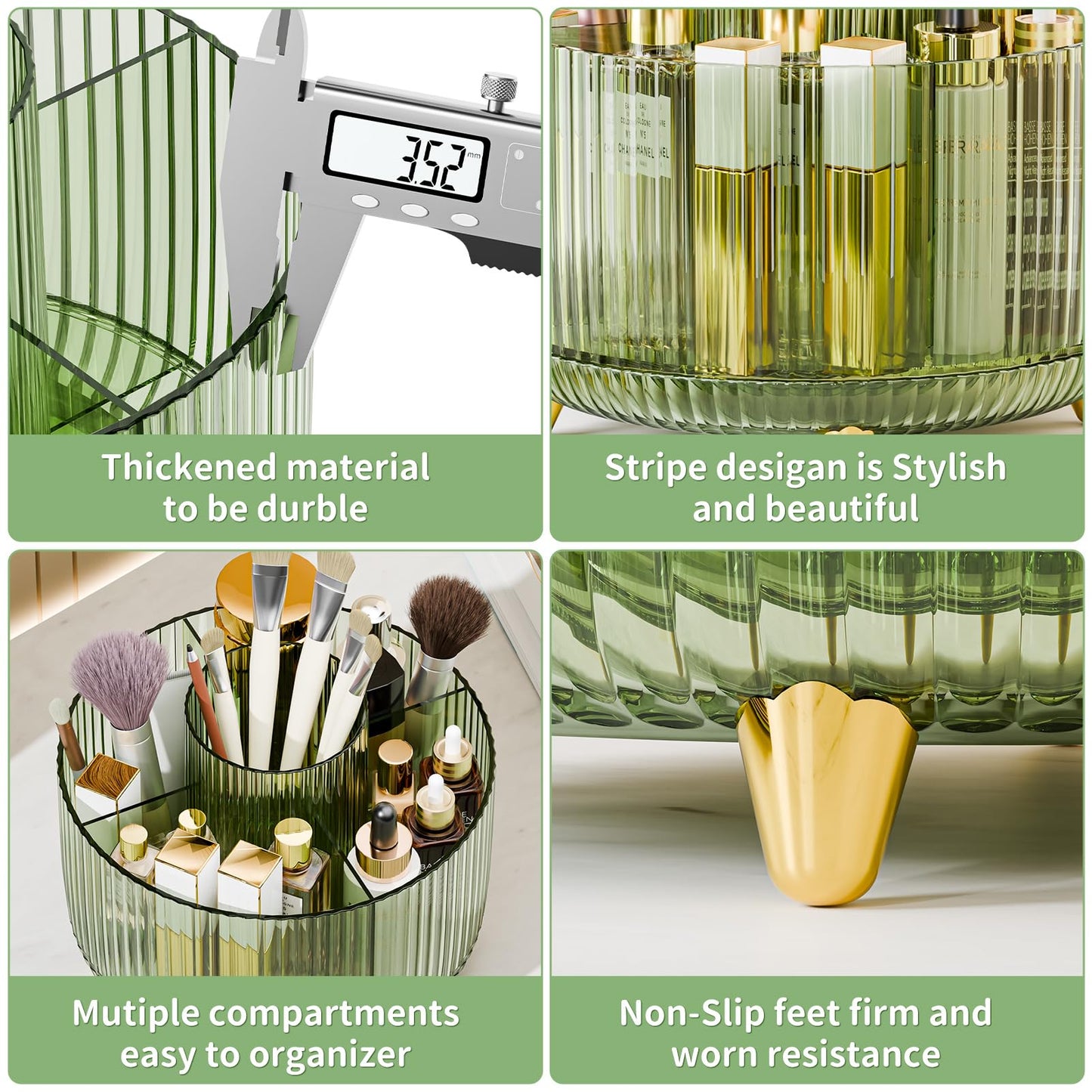 fanado 360° Rotating Makeup Organiser, Makeup Brush Holder, 5 Compartment Makeup and Skincare Storage for Vanity, Desktop, Bathroom (Purple)