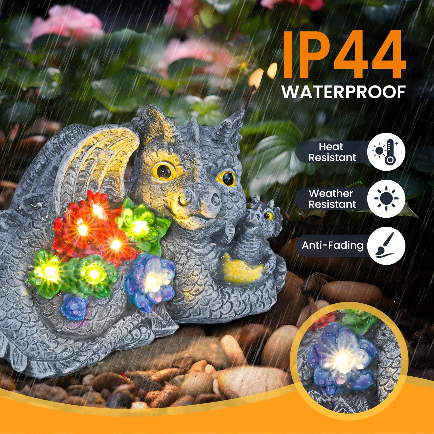 GIGALUMI Upgraded Elephant Statue Garden Decoration True Watering Elephant Figure Solar Powered LED Lights, Gifts for Women, Gifts for Mum, Garden Decorations for Patio(10.6 Inch/ 27 cm)