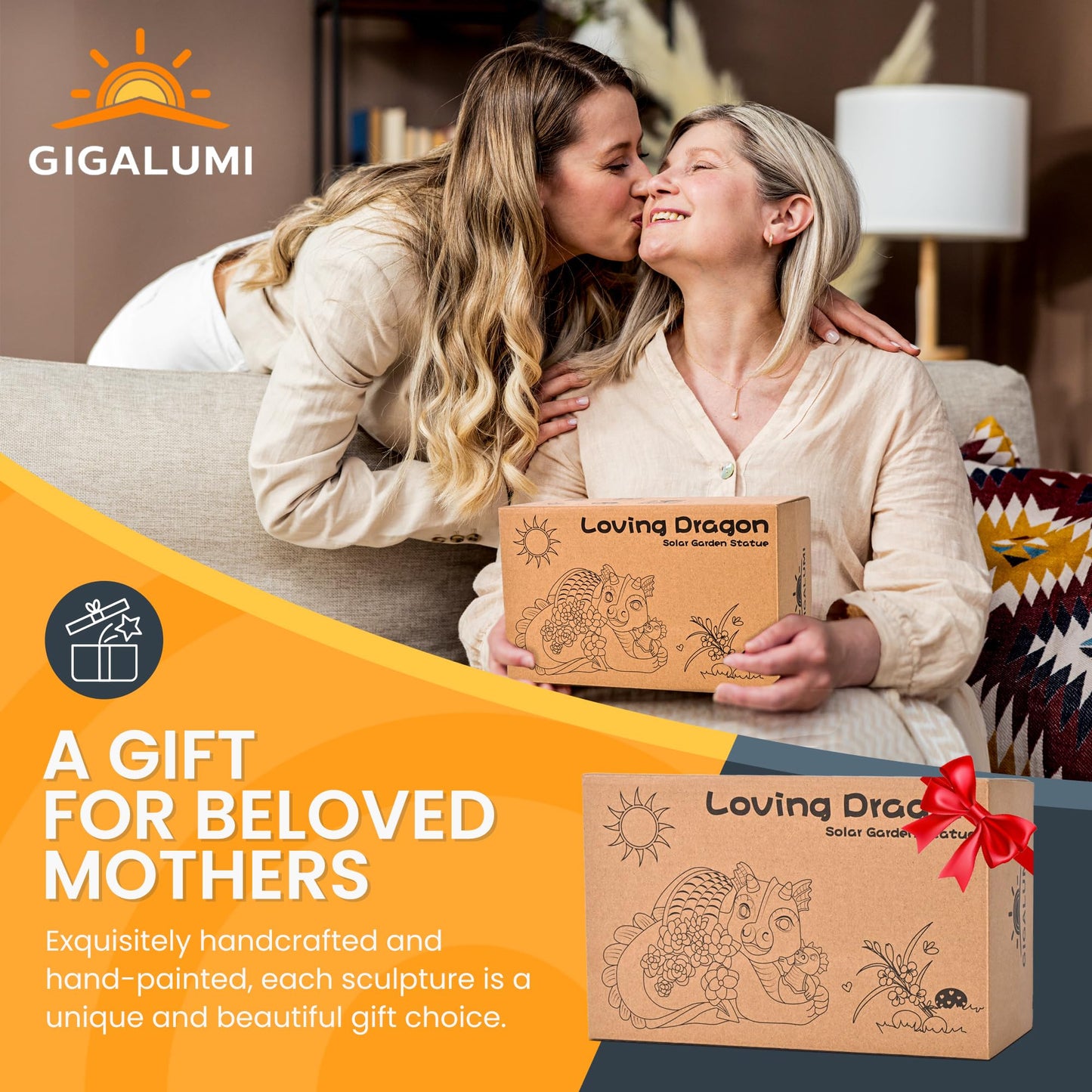 GIGALUMI Upgraded Elephant Statue Garden Decoration True Watering Elephant Figure Solar Powered LED Lights, Gifts for Women, Gifts for Mum, Garden Decorations for Patio(10.6 Inch/ 27 cm)