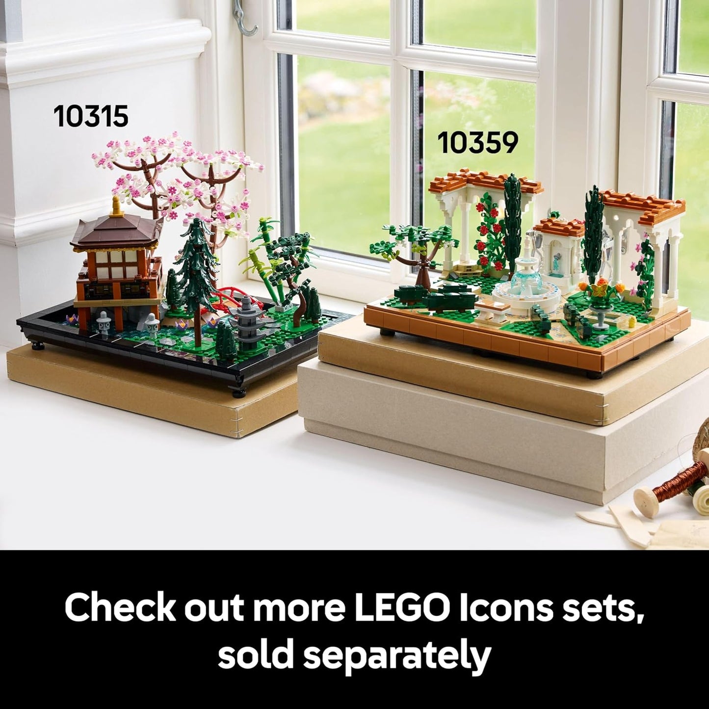 LEGO Icons Fountain Garden Building Set, Home and Office Decor Model Kit for Adults to Build, with Cypress Trees, Grapevines, Flowers and Animal Figures, Gifts for Women & Men 10359