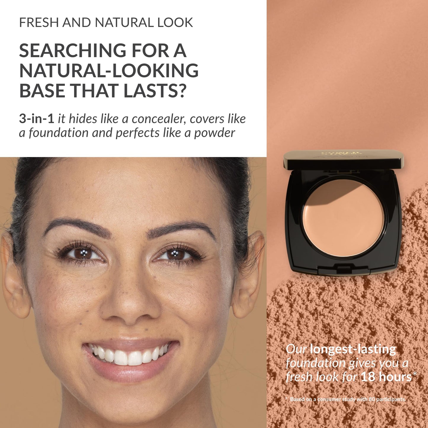 Avon True Flawless Cream To Powder Compact 3-in-1 Concealer, Foundation & Powder Nude - True Blue IQ Colour Technology