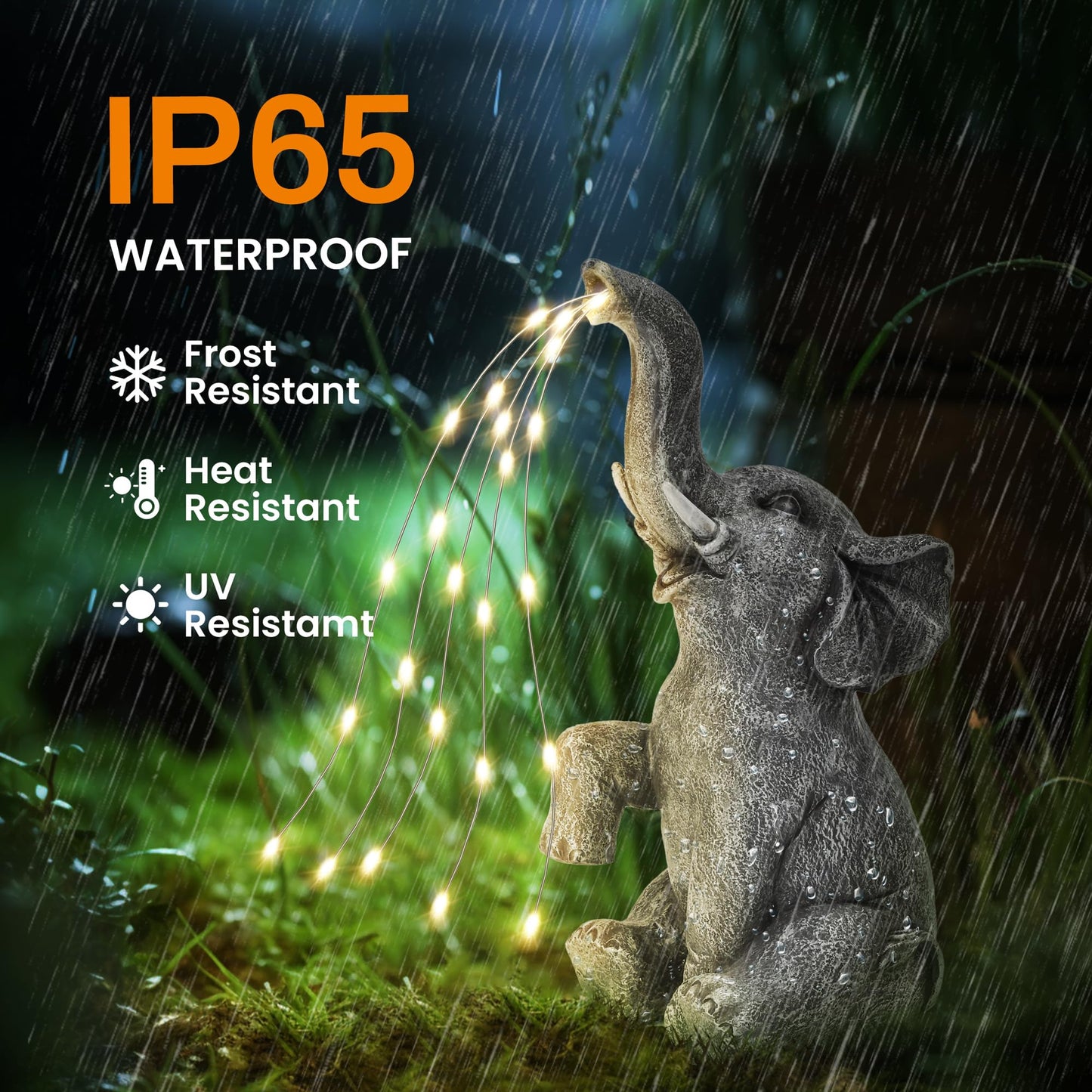 GIGALUMI Upgraded Elephant Statue Garden Decoration True Watering Elephant Figure Solar Powered LED Lights, Gifts for Women, Gifts for Mum, Garden Decorations for Patio(10.6 Inch/ 27 cm)