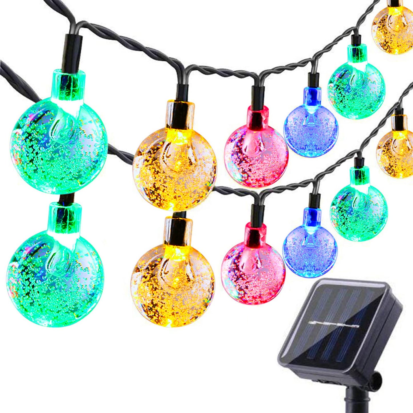 Solar Garden Lights Outdoor, 36ft 60 LED Solar String Lights Waterproof, Solar Powered Crystal Ball Indoor/Outdoor Fairy Lights Decorative for Garden, Patio, Yard, Festival, Parties (White)