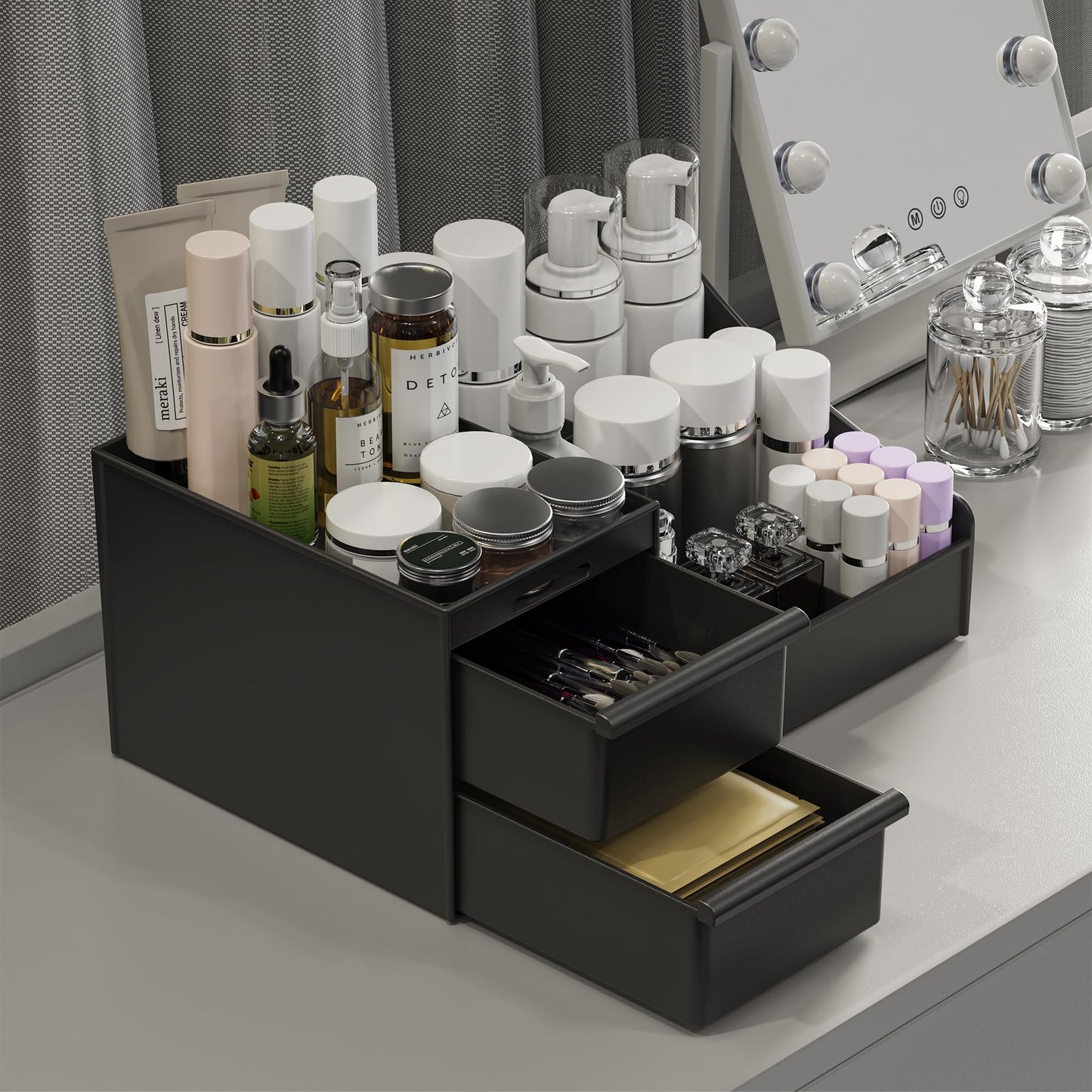 Makeup Organizer Storage Drawers, Large Capacity Cosmetic Organisers for Lipsticks, Jewelry, Nail Care, Skincare Organiser for Vanity, Ideal Desk Organizer for Dresser and Bathroom